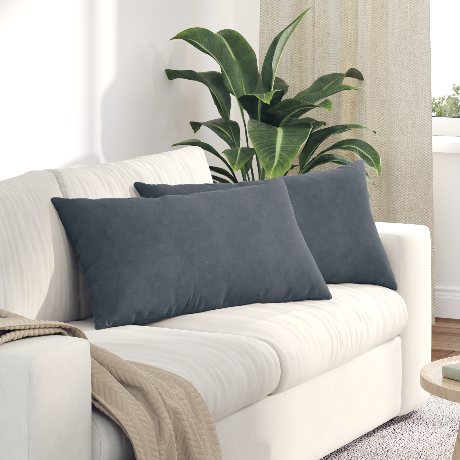Sofa Pagalvės 2 pcs Tamsiai pilka 80 x 40 cm Kordūrinis audinys