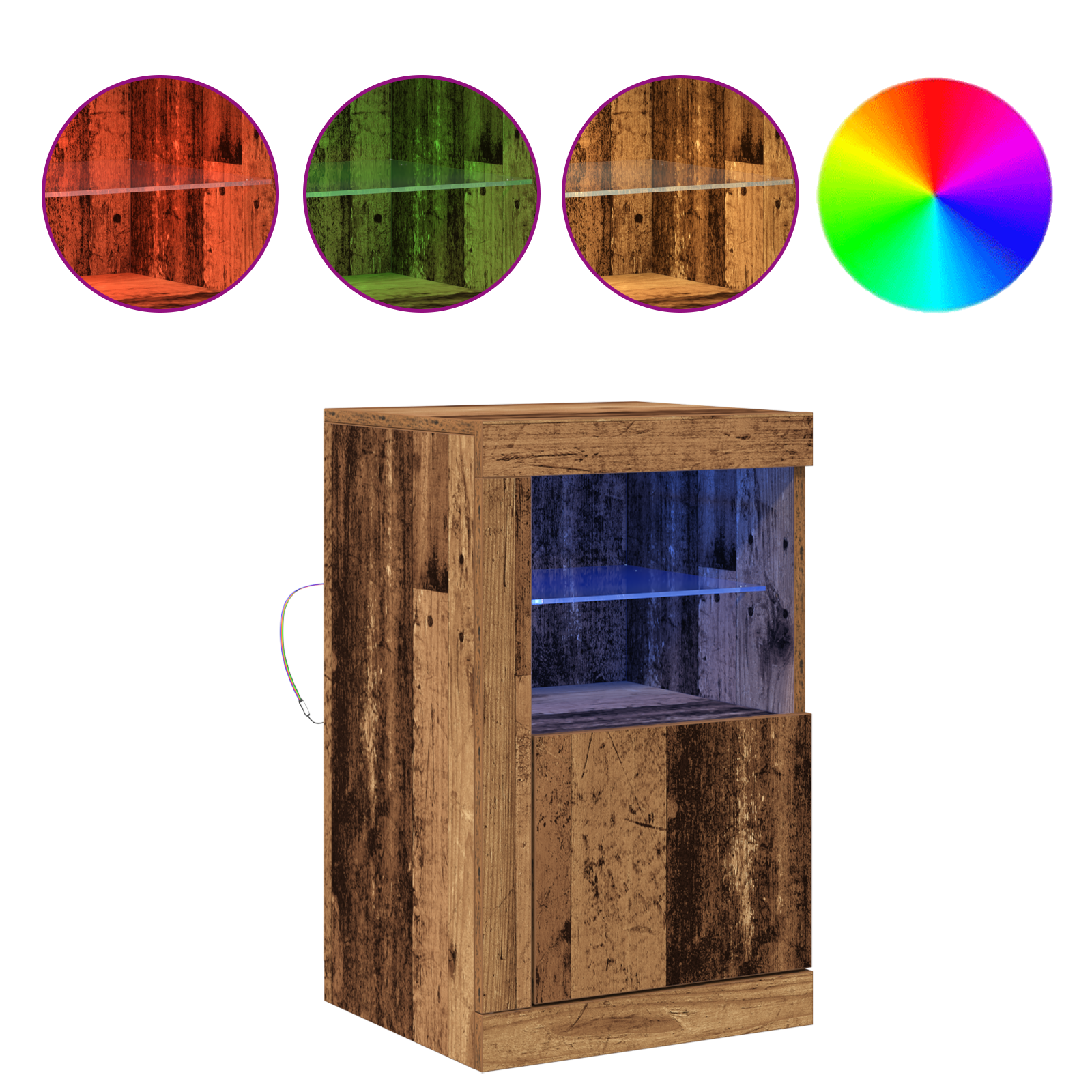 LED Sideboard Old Wood 41 x 37 x 67 cm Engineered wood