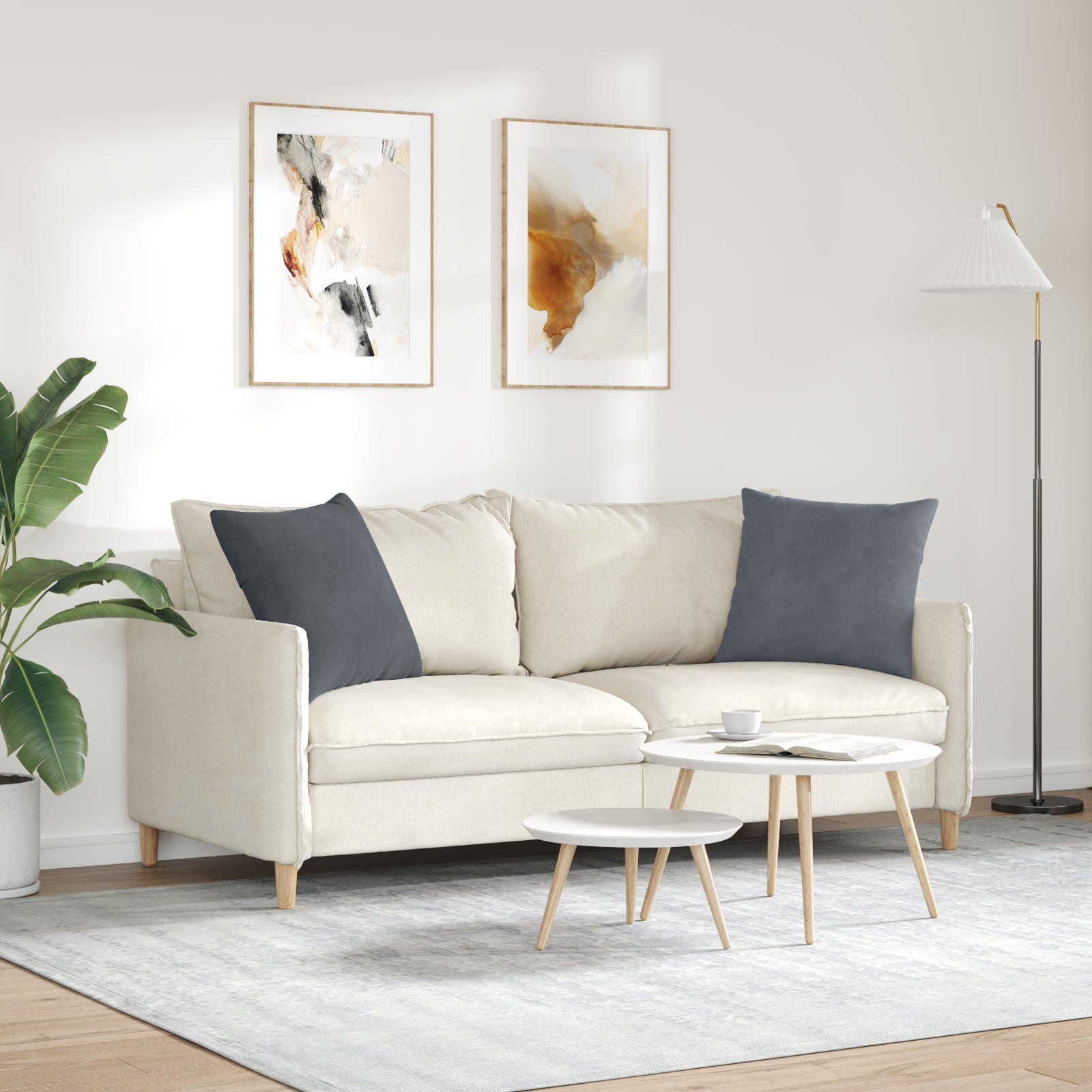 Sofa Pagalvės 2 pcs Tamsiai pilka 50 x 50 cm Kordūrinis audinys