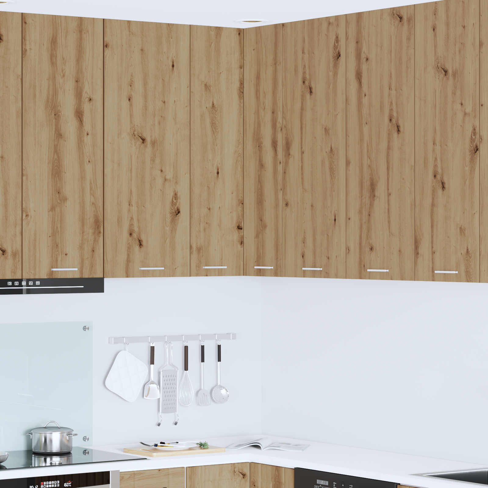 Wall-mounted cabinet with shelf Riga Sonoma oak and white