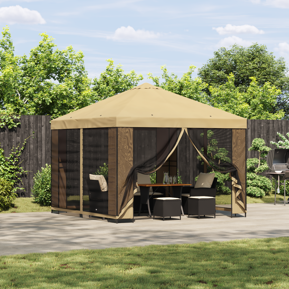 Pavėsinė 3 x 3 m Kreminė Poliesteris ir plienas 190 gsm