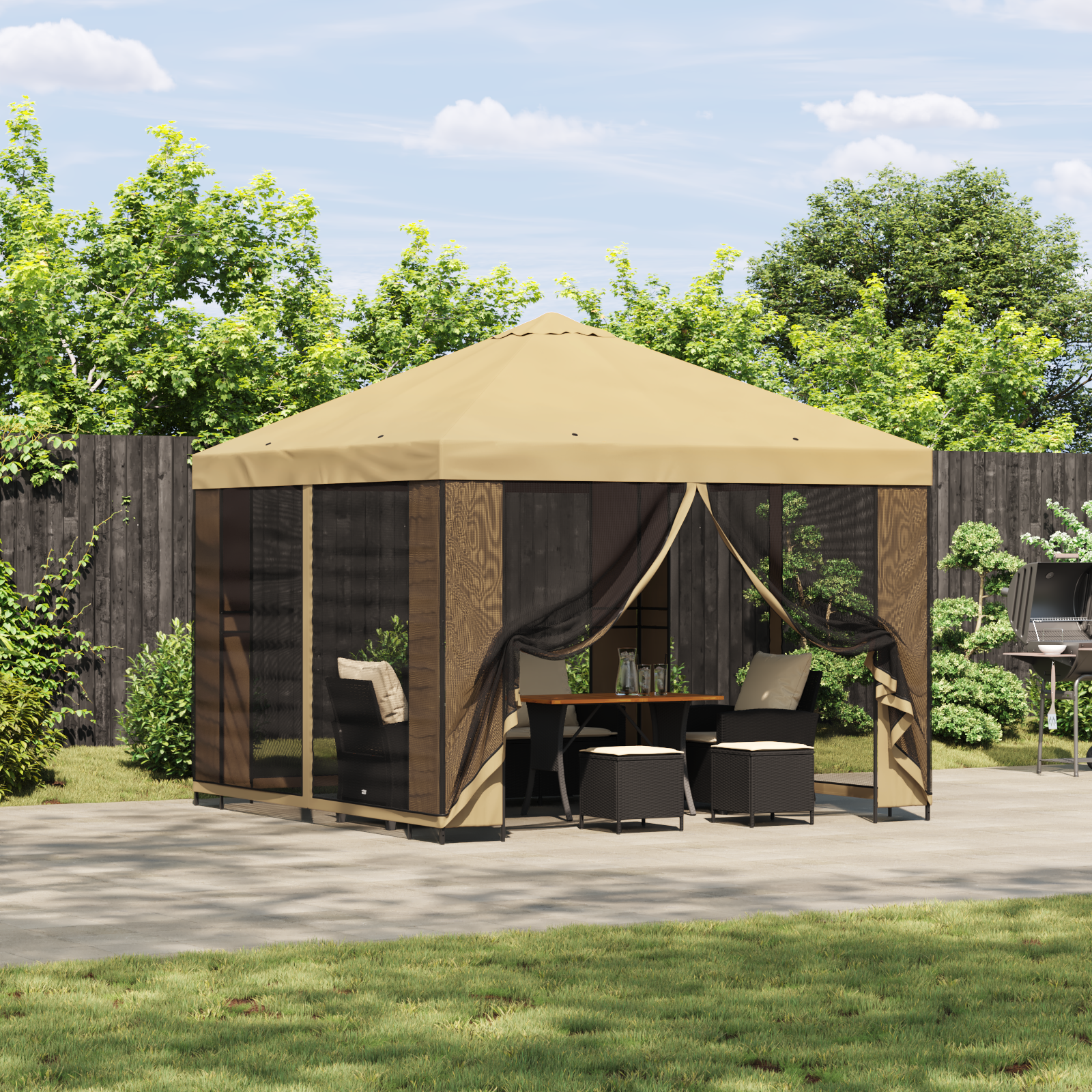 Pavėsinė 3 x 3 m Kreminė Poliesteris ir plienas 190 gsm