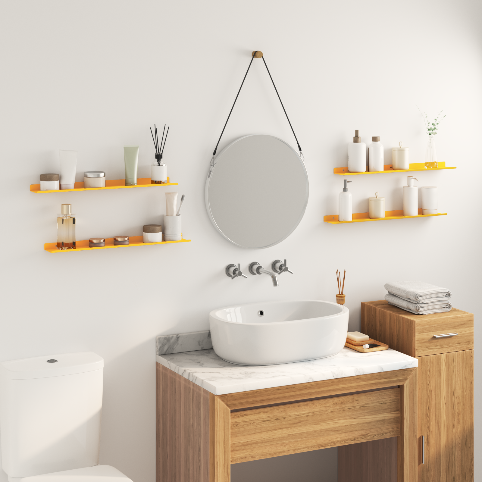 Sieninė lentyna 4 pcs Garučių geltona 60 x 9 x 2,5 cm