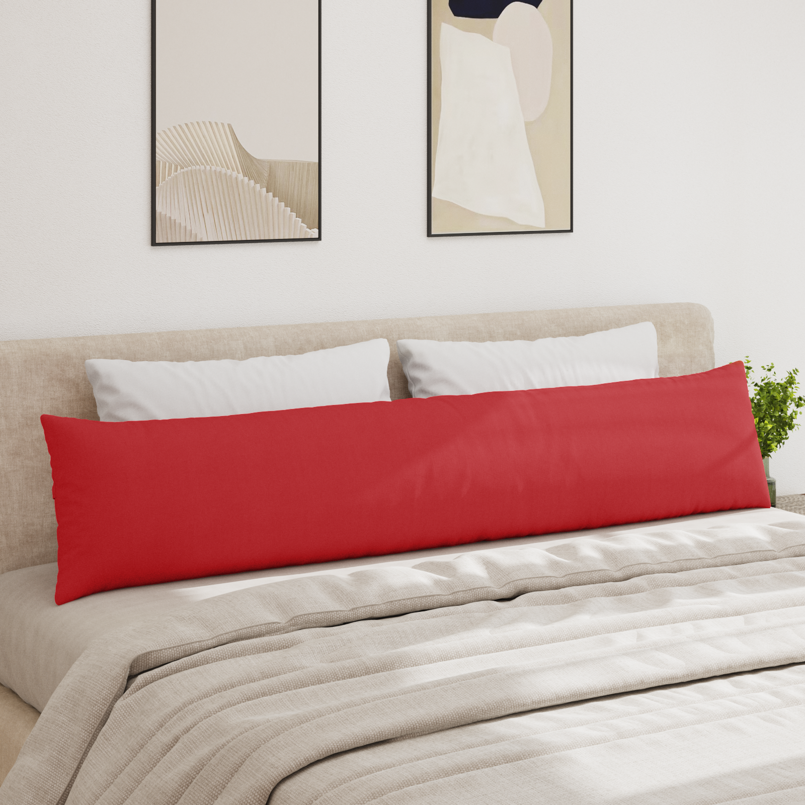 Sofa Cushions 2 pcs Red 200 x 40 cm fabric
