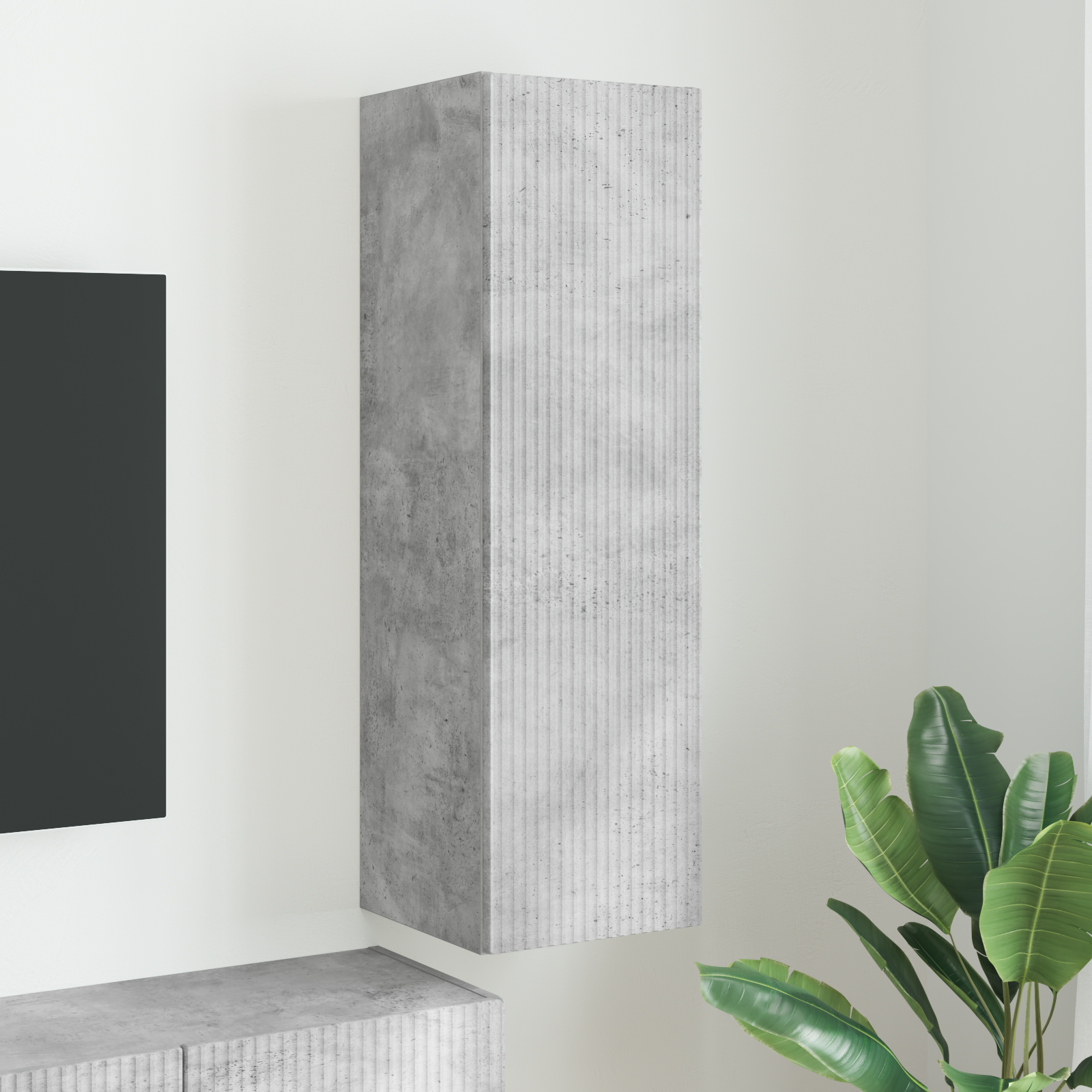 TV sieninė spintelė Betoninė 30 x 31 x 100 cm Apdirbta mediena