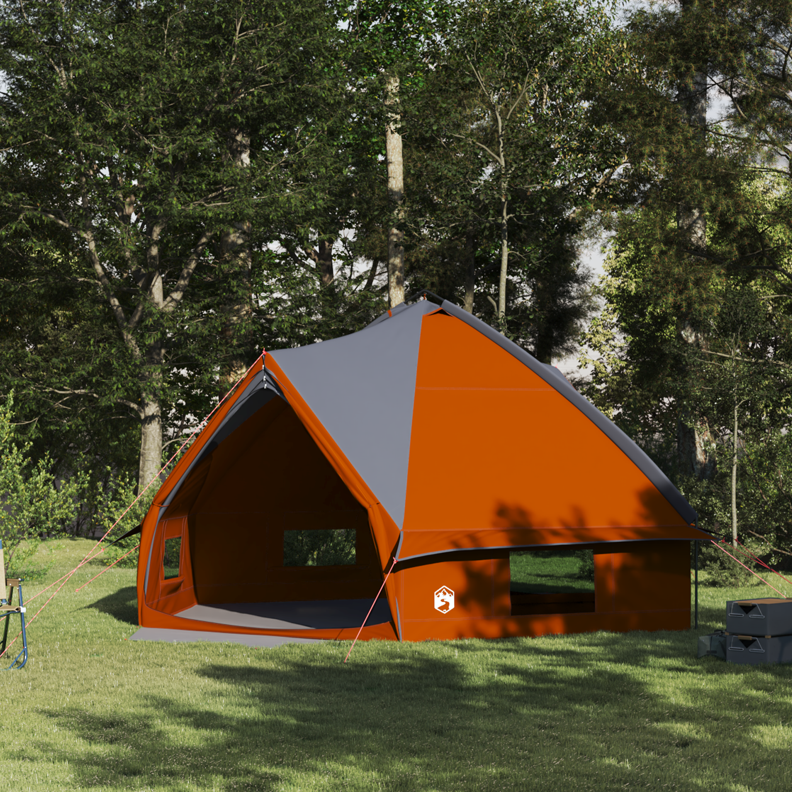 Teepee palapinė su stogu Pilka ir oranžinė 490 x 410 x 210 cm