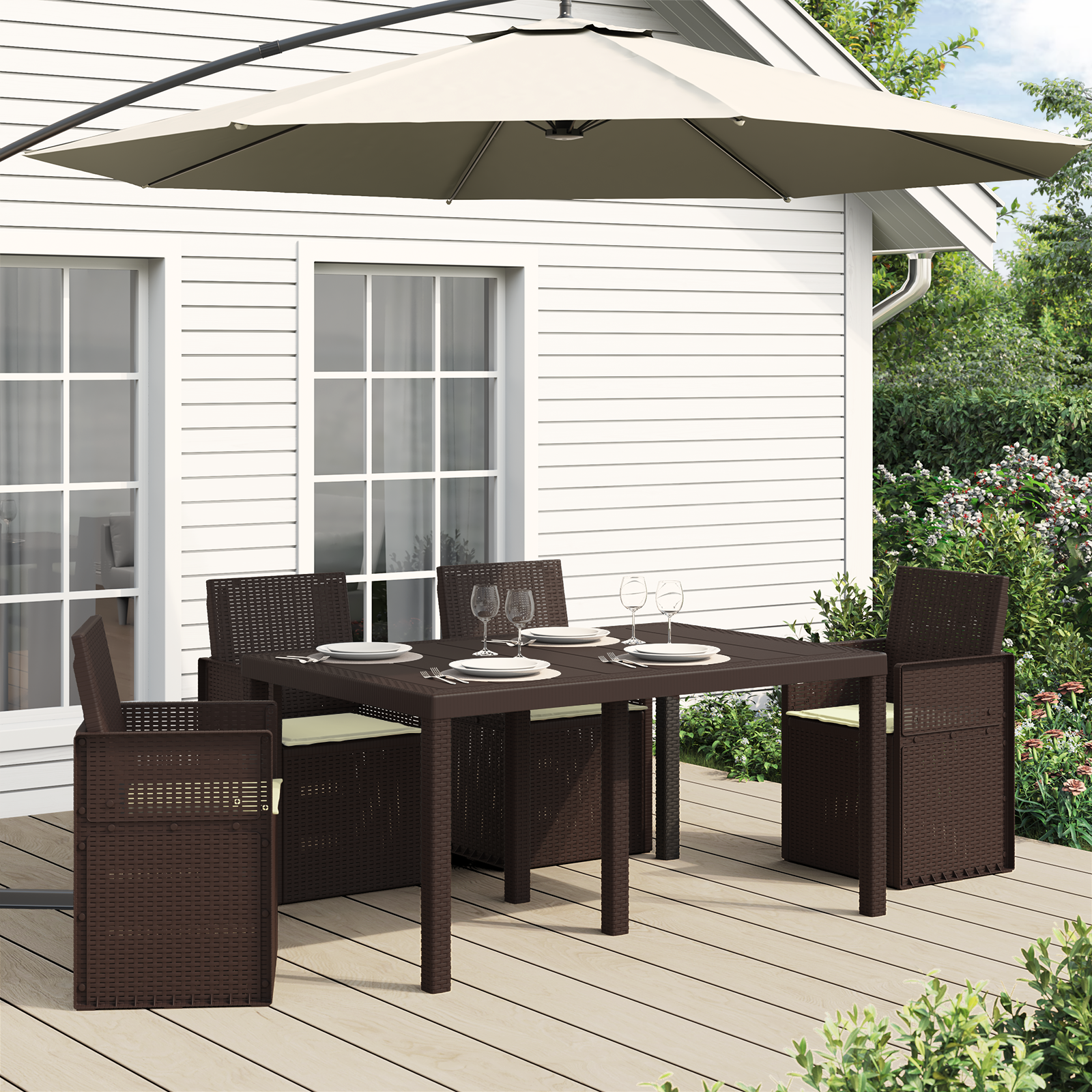 Sėdynių pagalvėlės 4 pcs Kreminė 47 x 36 x 2 cm Poliesteris