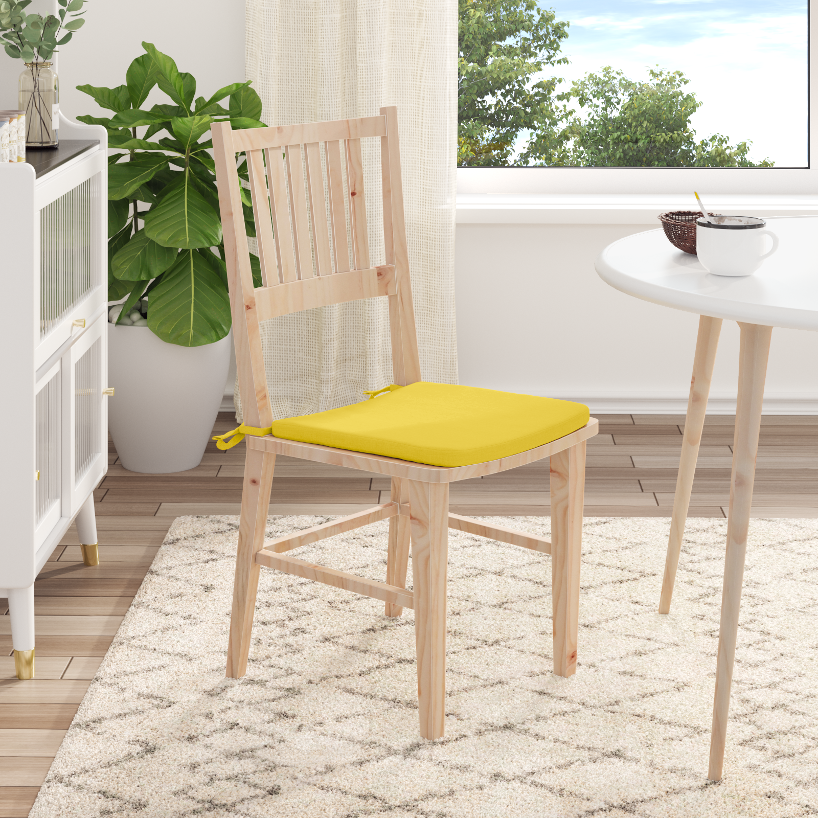 Sėdynių pagalvėlės 4 pcs Šviesi geltona 40 x 40 x 3 cm audinys