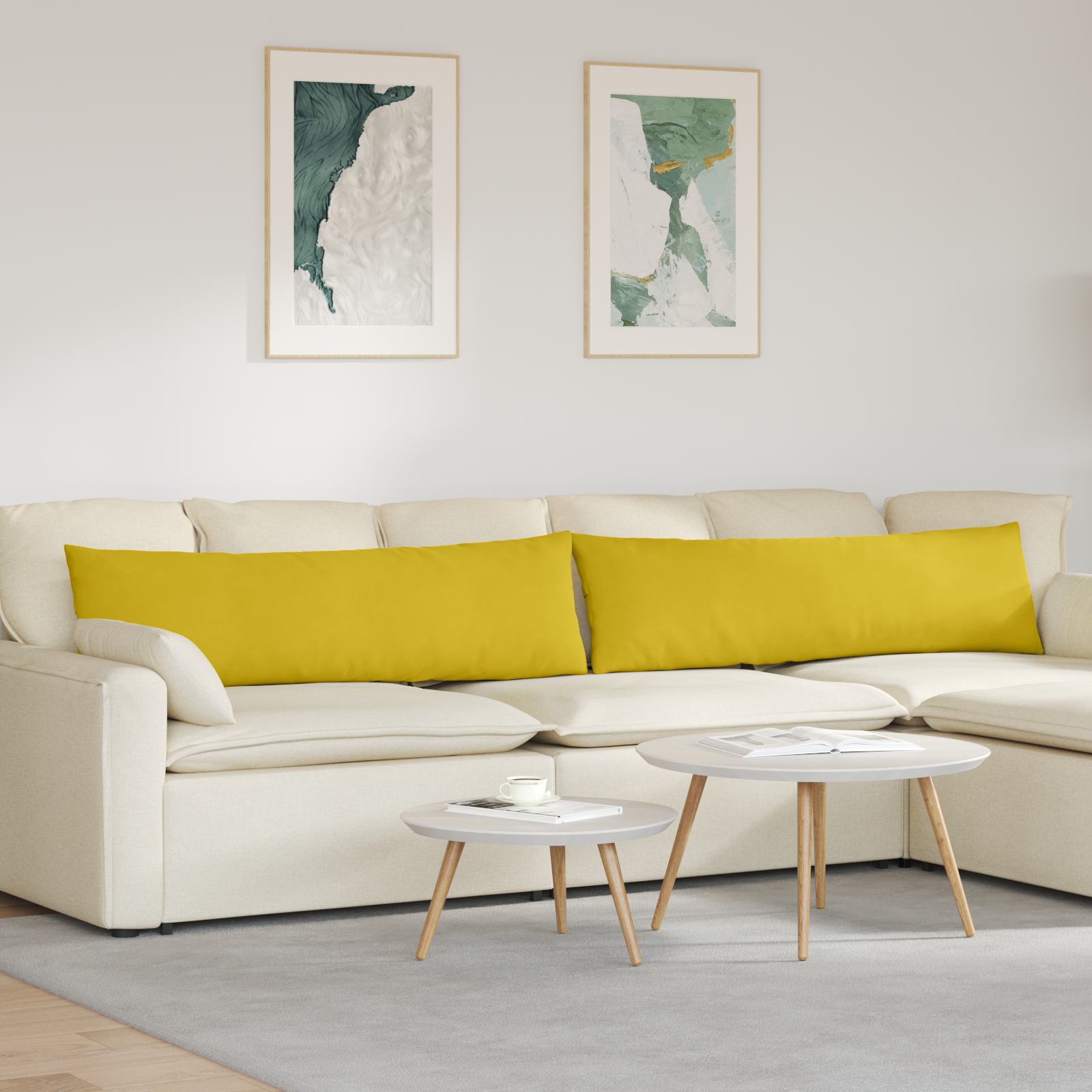 Sofa Pagalvės 2 pcs Geltona 145 x 40 cm Kordūrinis audinys