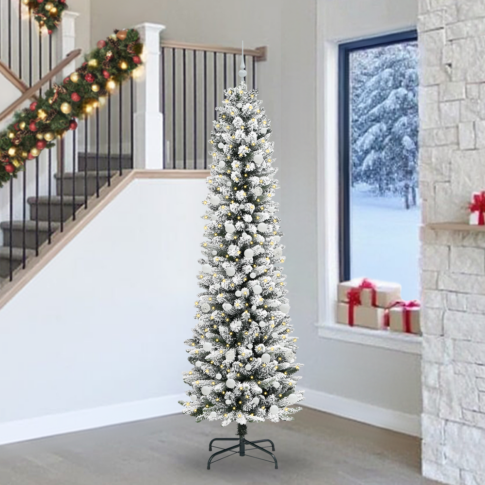 Artificial Christmas Tree White 240 cm PVC and Metal and Plastic