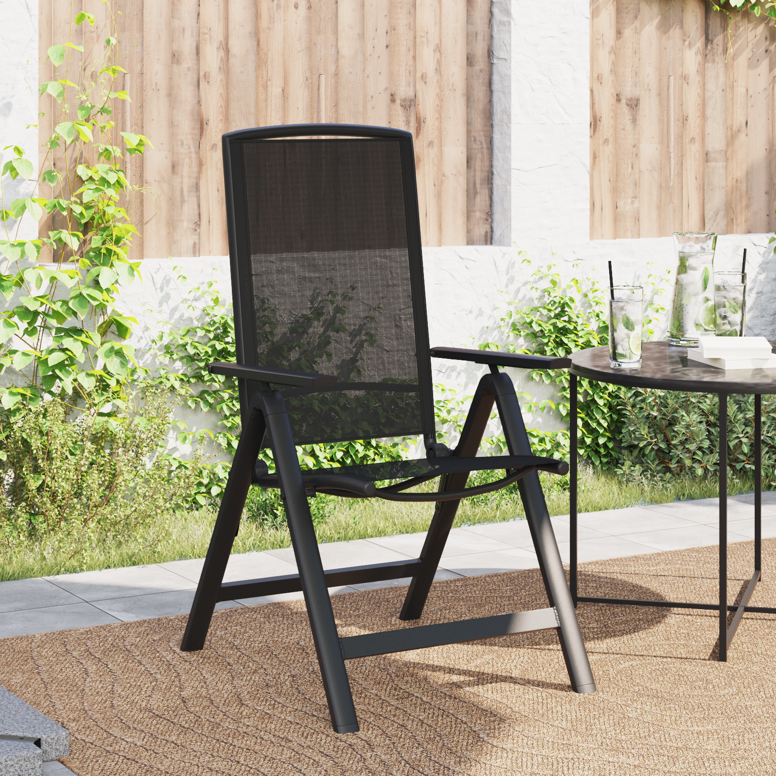 Sulankstomos sodo kėdės 2 pcs Juoda 58 x 71 x 112 cm