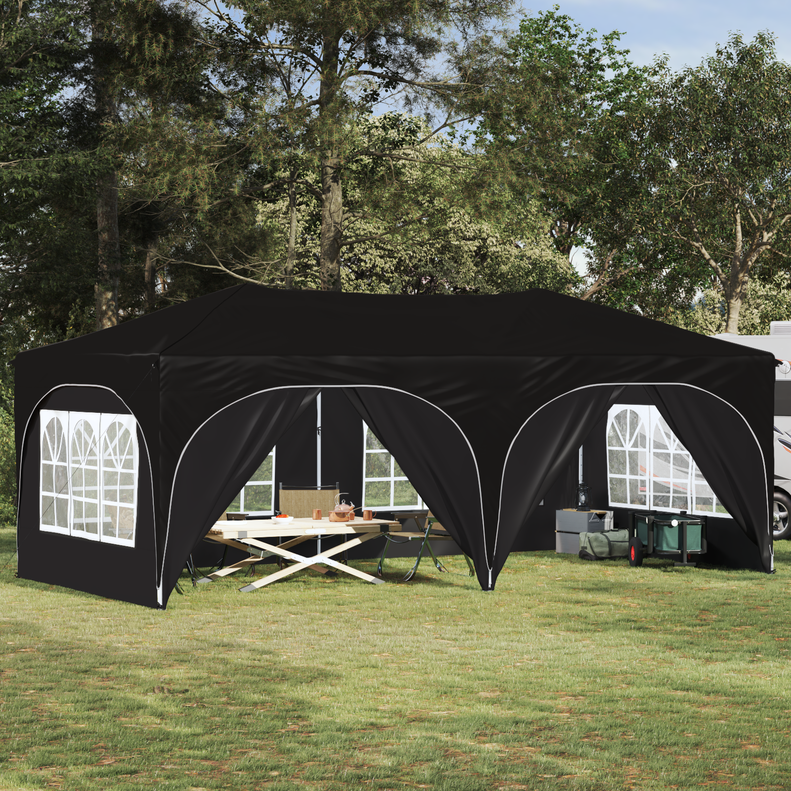 Pop-up šventinis palapinė Juoda 575 x 288 x 245 cm