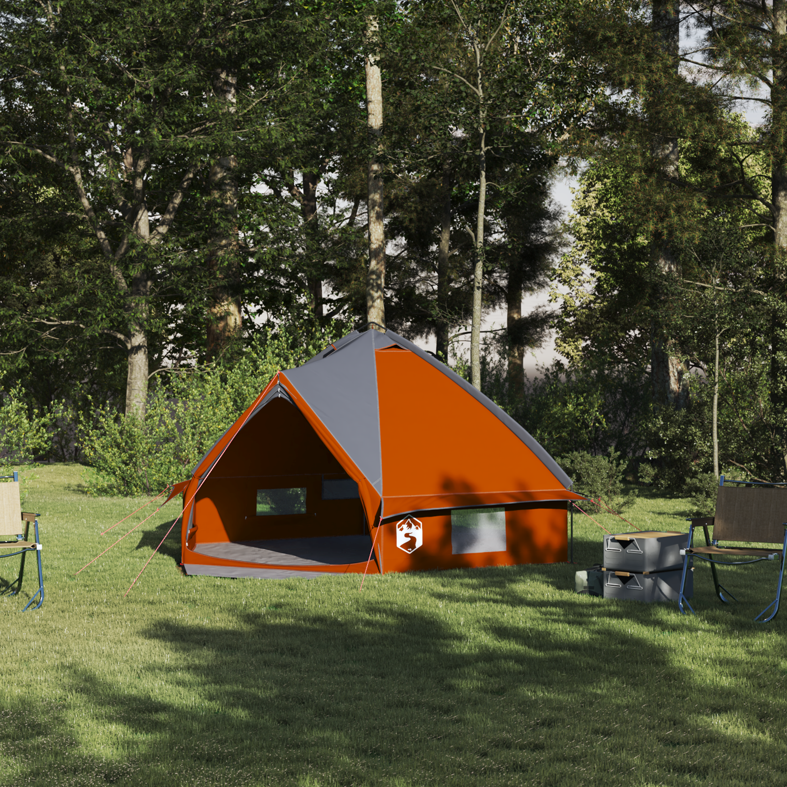 Teepee palapinė su stogu Pilka ir oranžinė 490 x 410 x 210 cm