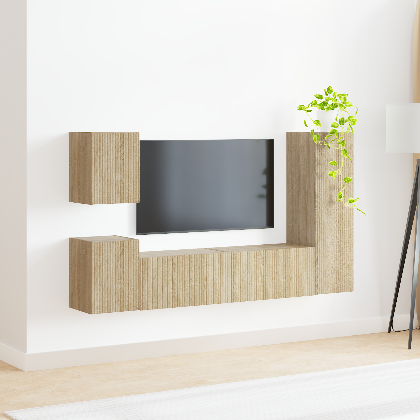 TV spintelių komplektas 4 pcs Sonoma ąžuolas Apdirbta mediena