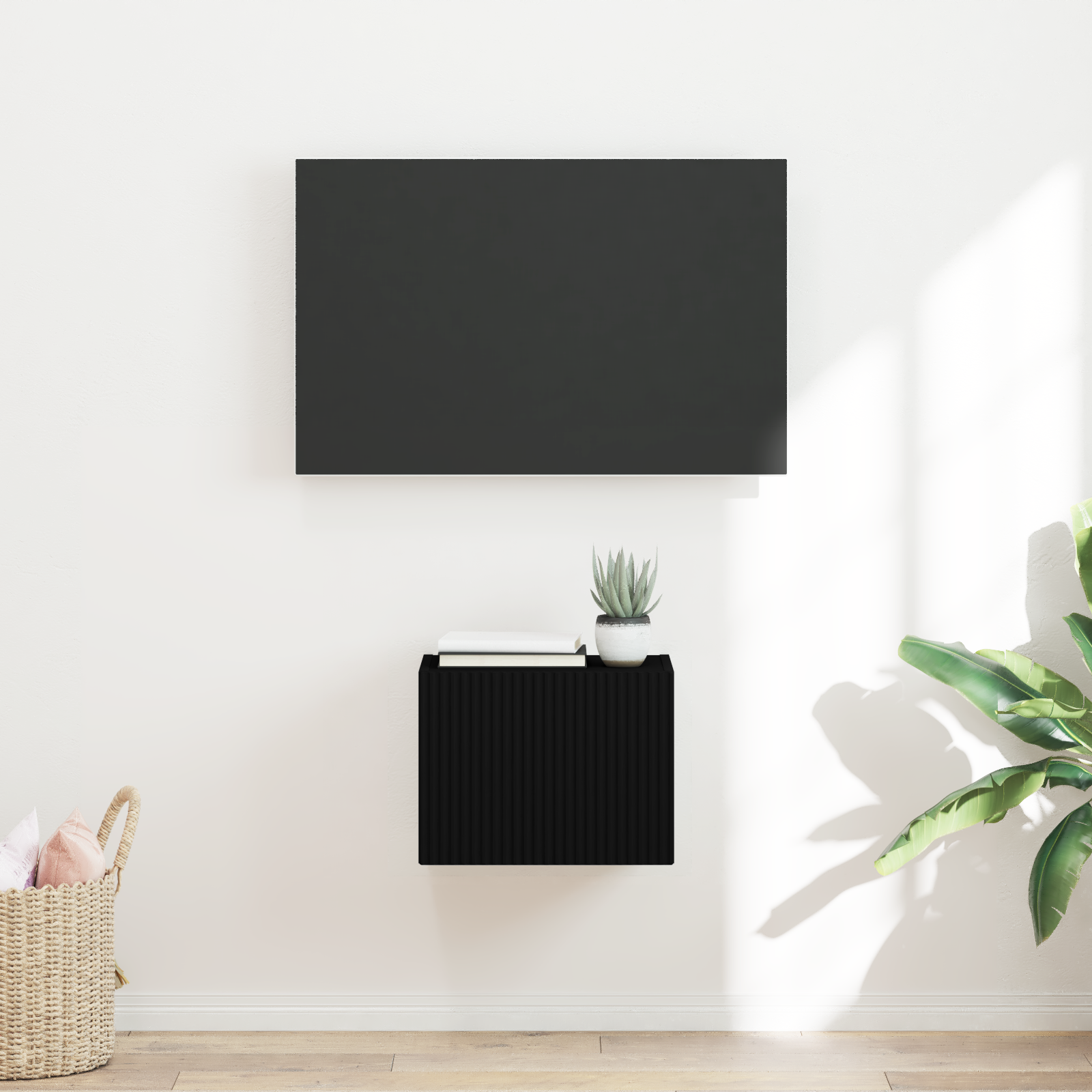 TV sieninė spintelė Juoda 39 x 31 x 29,5 cm Apdirbta mediena