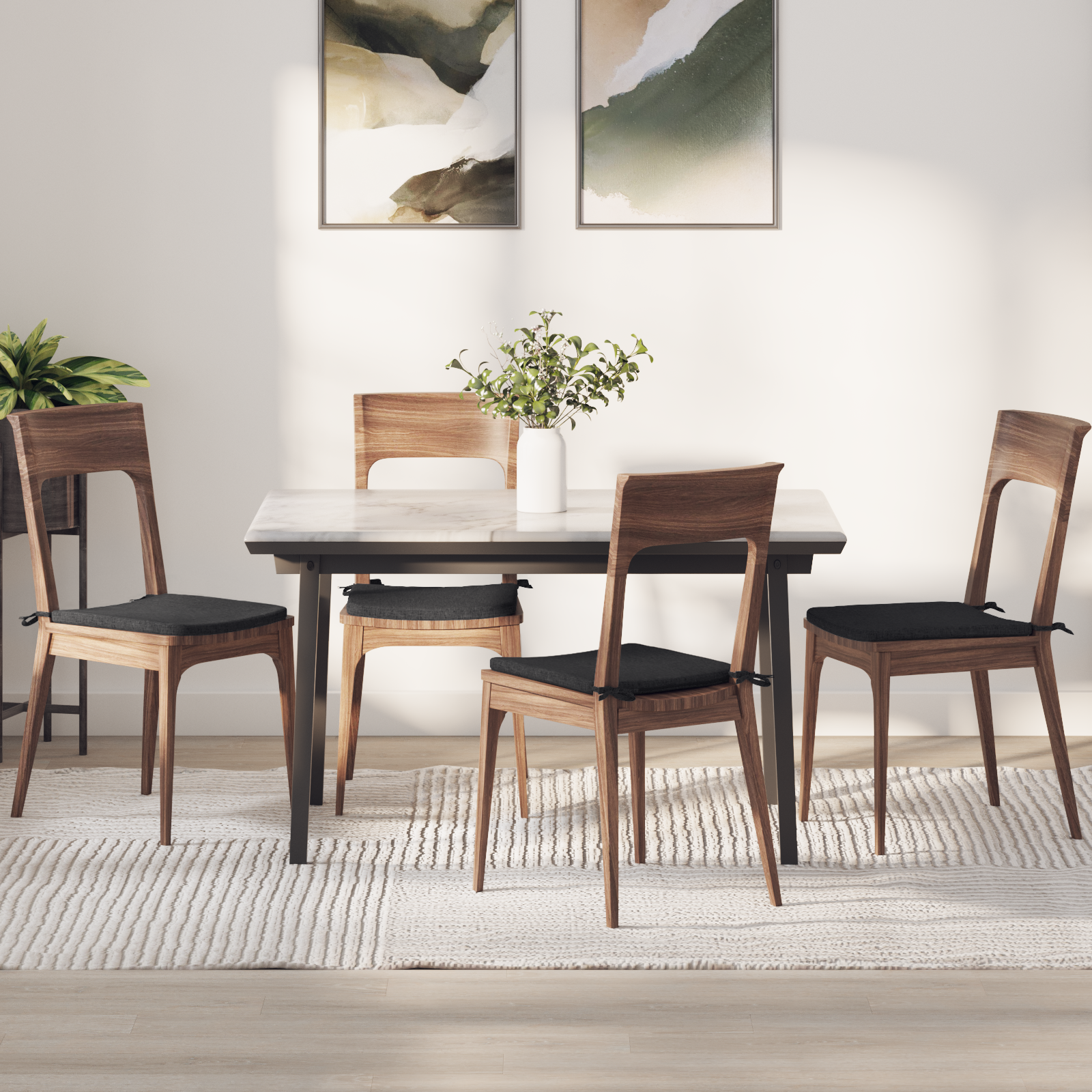 Sėdynių pagalvėlės 4 pcs Juoda 40 x 40 x 3 cm audinys