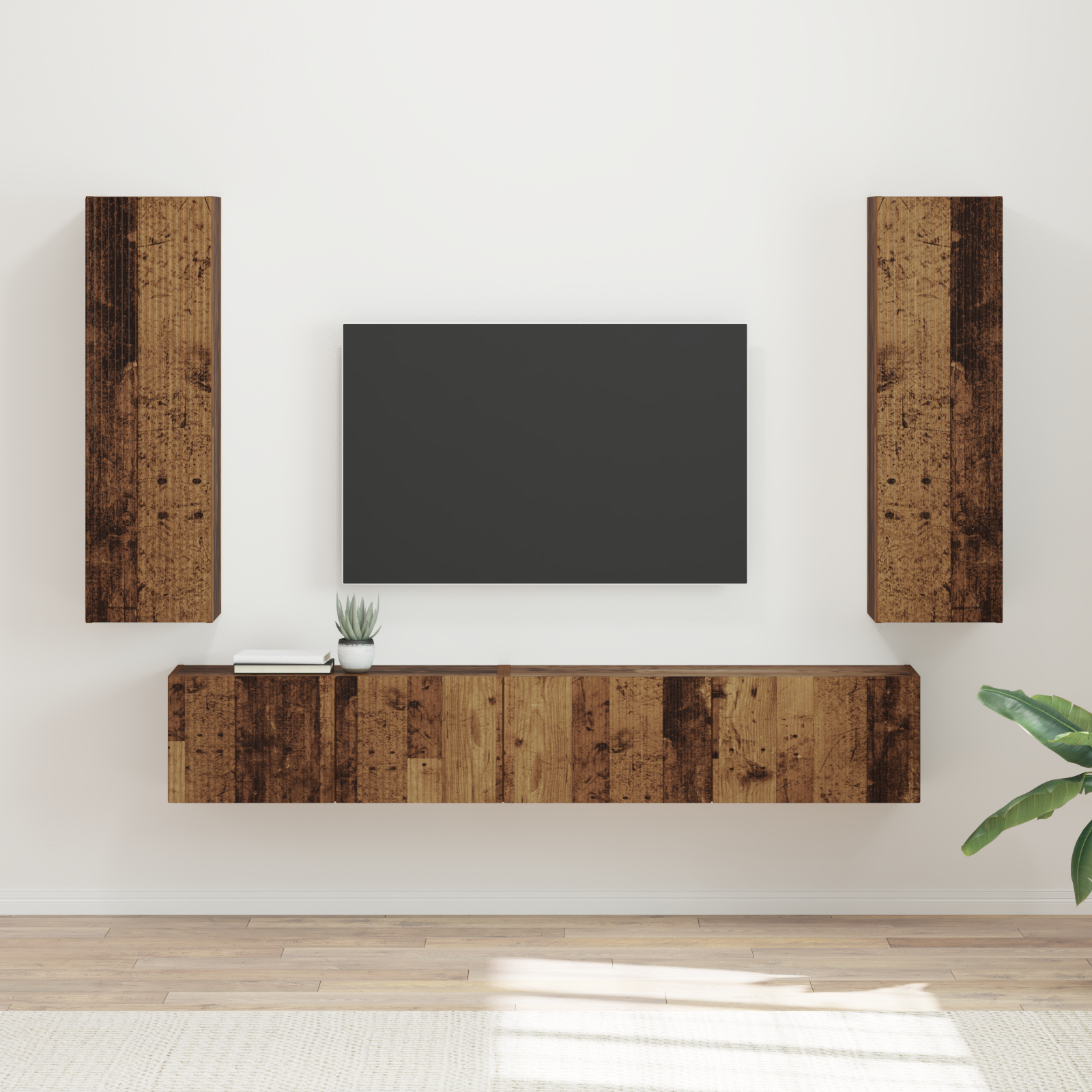 TV cabinet set 3 pcs Old wood Engineered wood