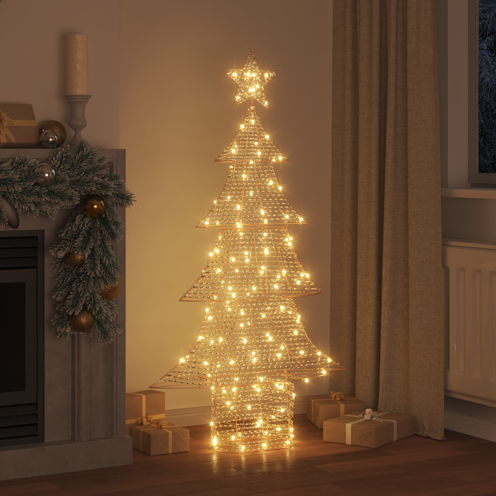Ziemassvētku egle ar 160 LED silti baltām lampiņām 151 cm PET