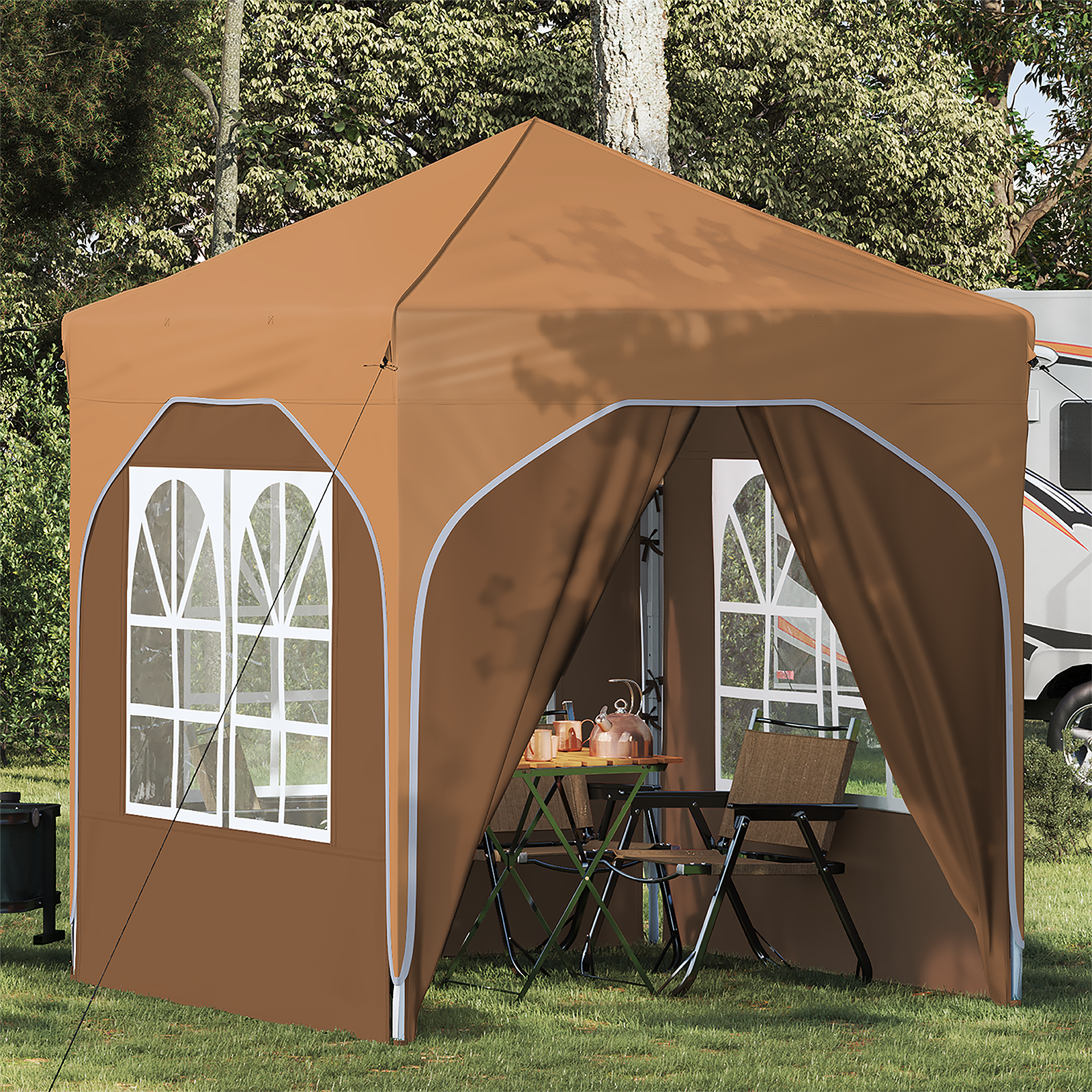 Pop-up svētku telts 192 x 192 x 245 cm Smilškrāsa