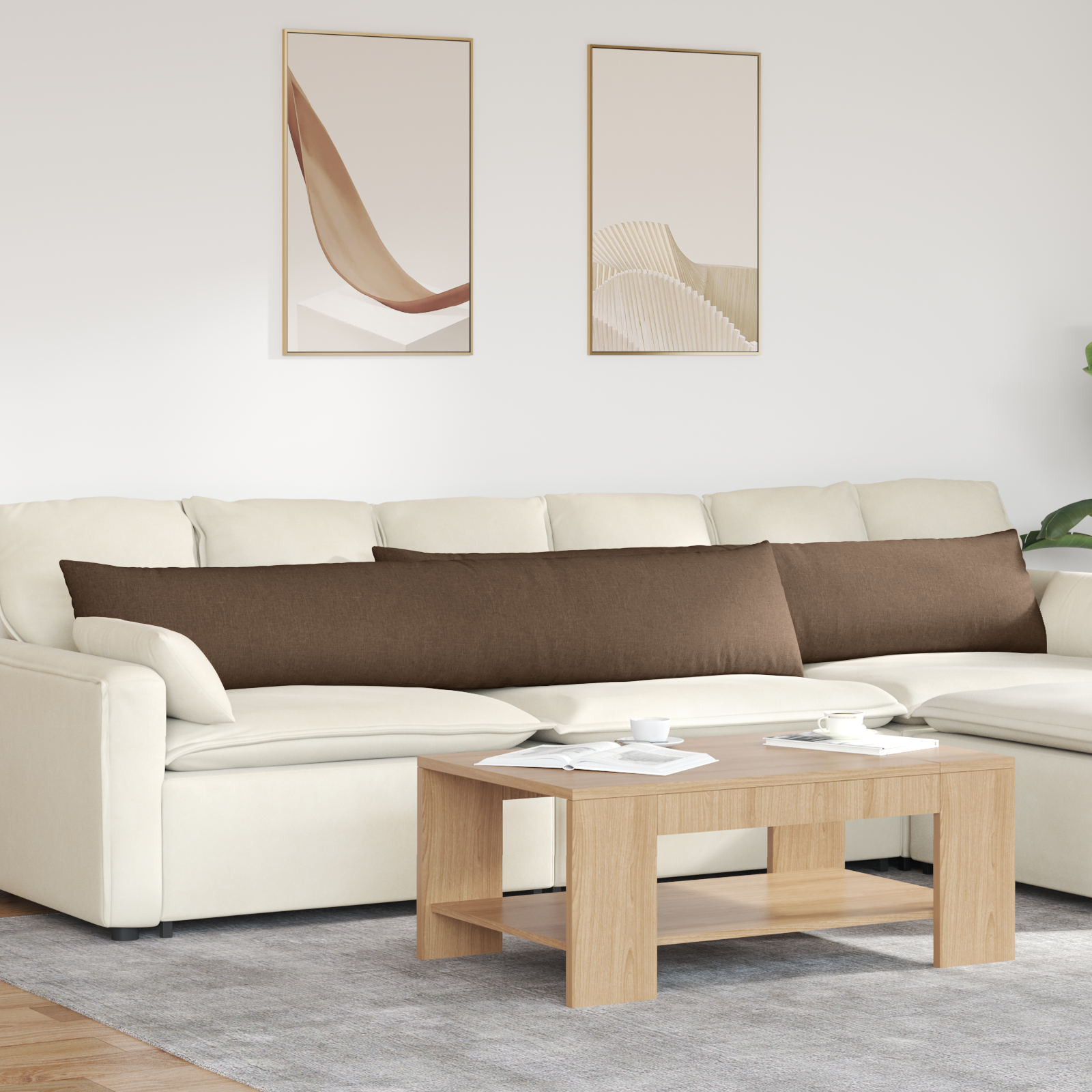 Sofa Pagalvės 2 pcs Ruda 200 x 40 cm audinys