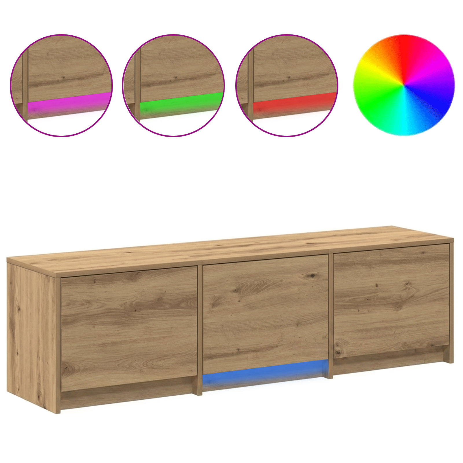 TV spinta su LED su stalčių Meistrų ąžuolas 140 x 34 x 40 cm