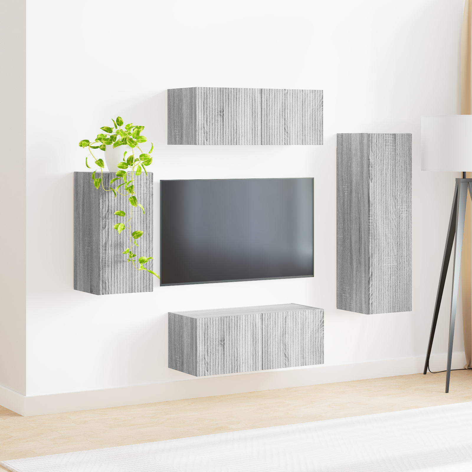 TV spintelių komplektas 3 pcs Pilkas Sonoma Apdirbta mediena