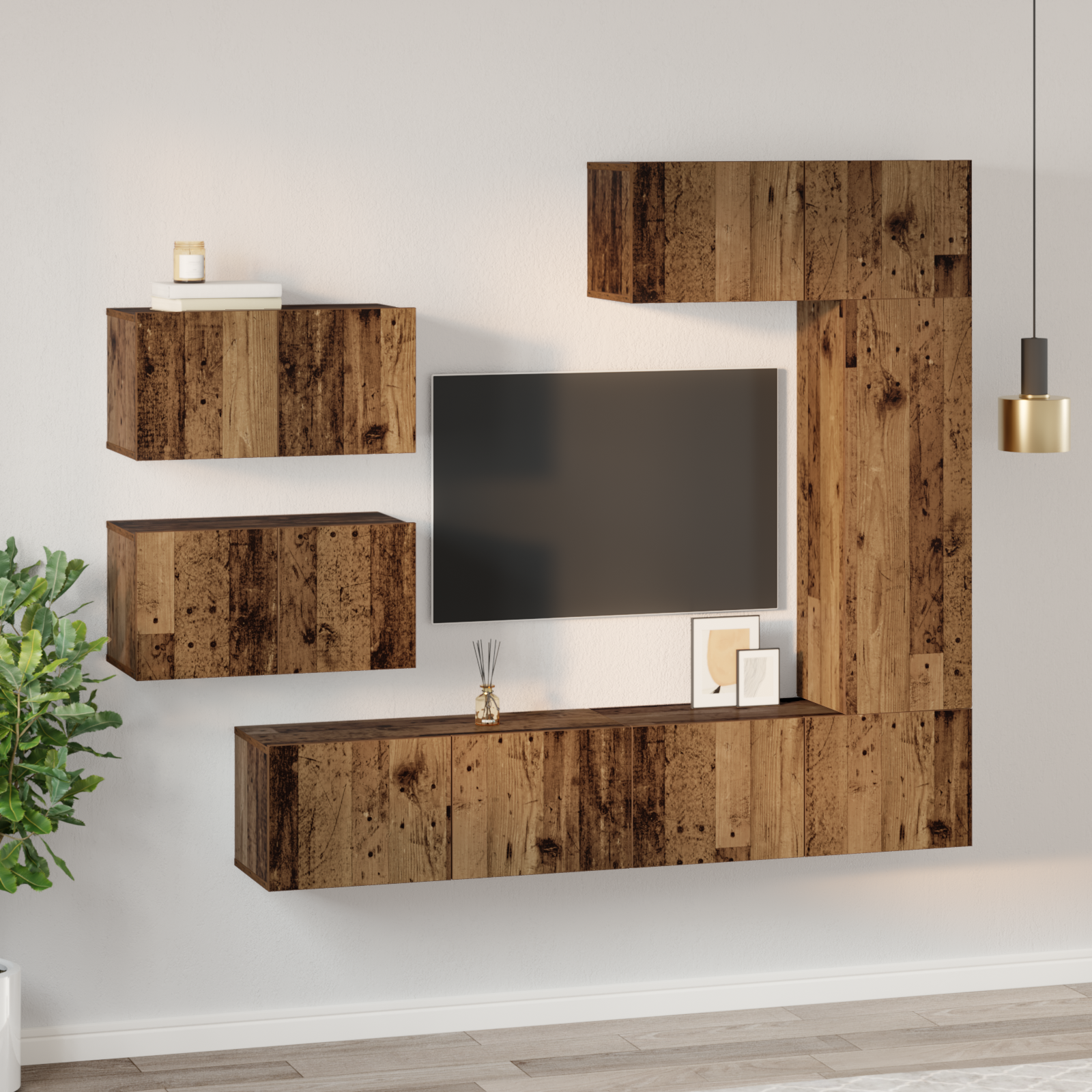 TV spintelių komplektas 6 pcs Sena mediena 30.5 x 30 x 90 cm