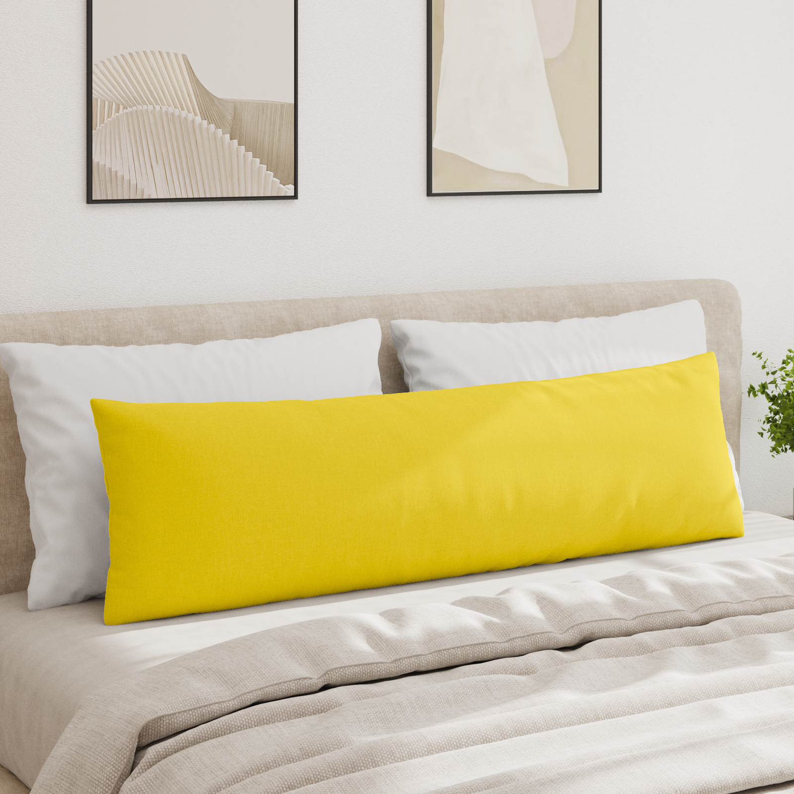 Sofa Pagalvės 2 pcs Šviesi geltona 145 x 40 cm audinys