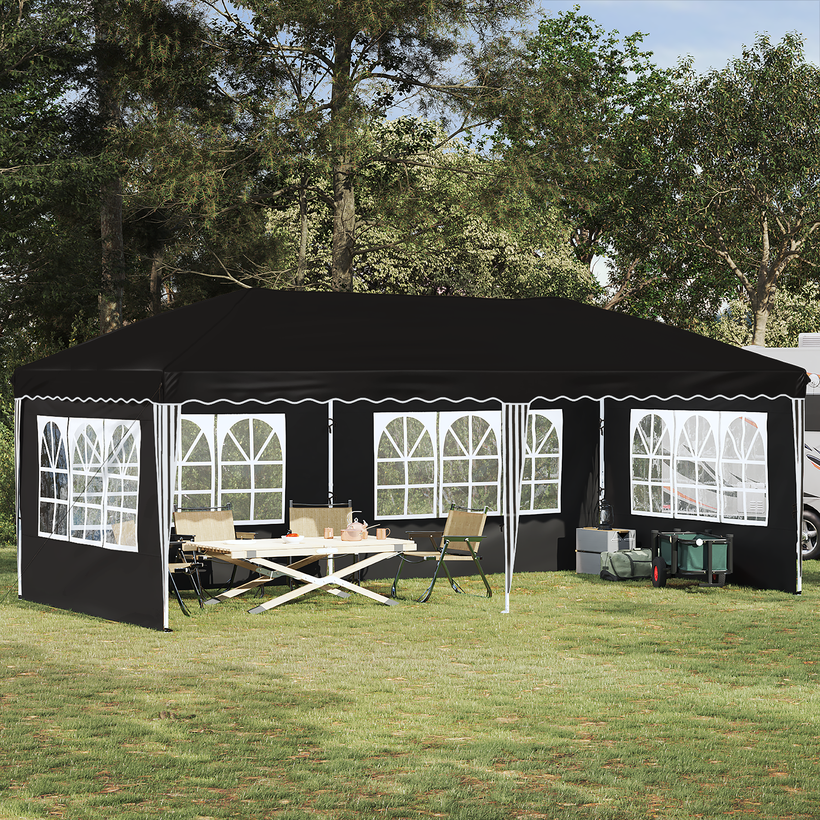 Pop-up šventinis palapinė 575 x 289 x 245 cm Juoda