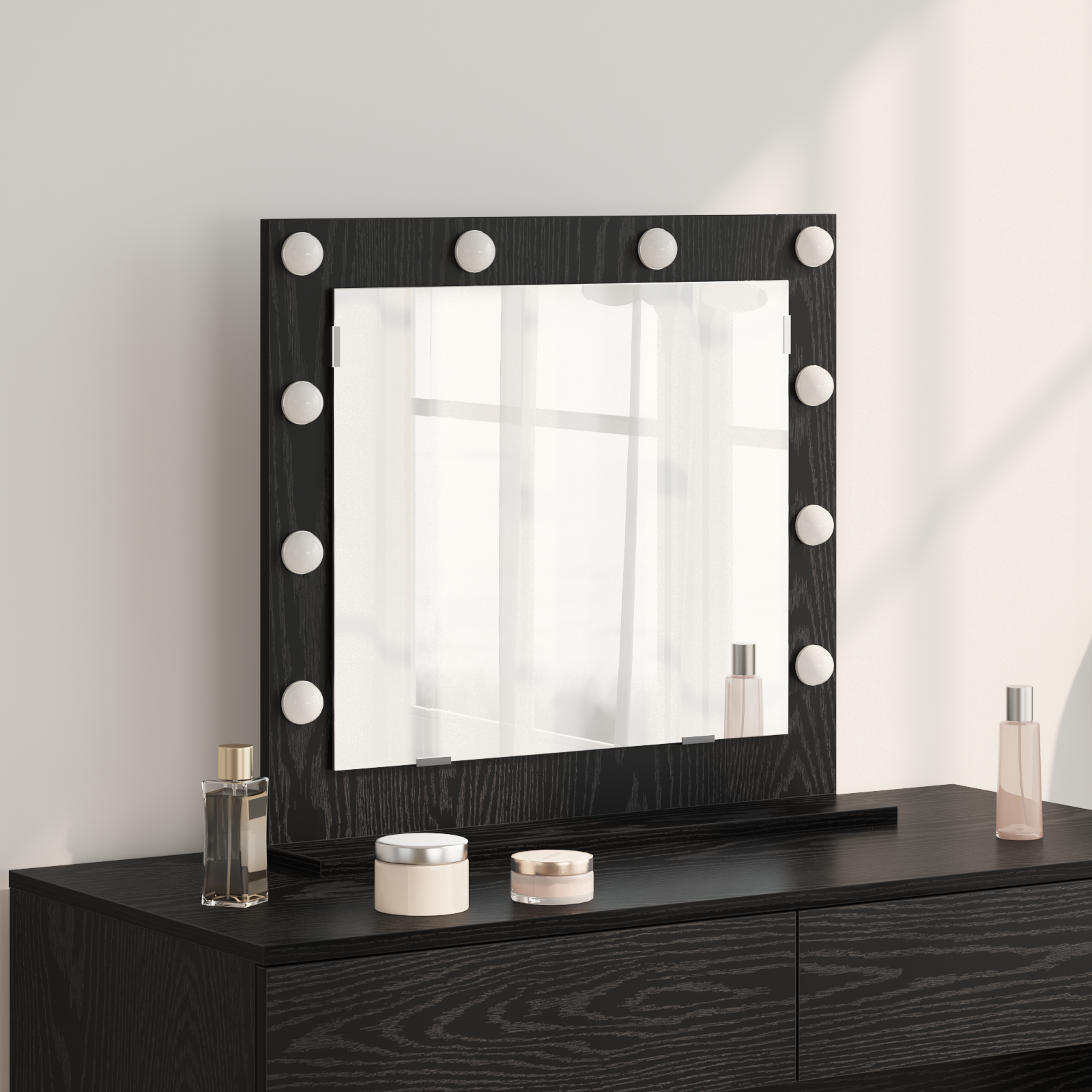 Cosmetic Mirror Black Oak 60 x 55 x 18 cm