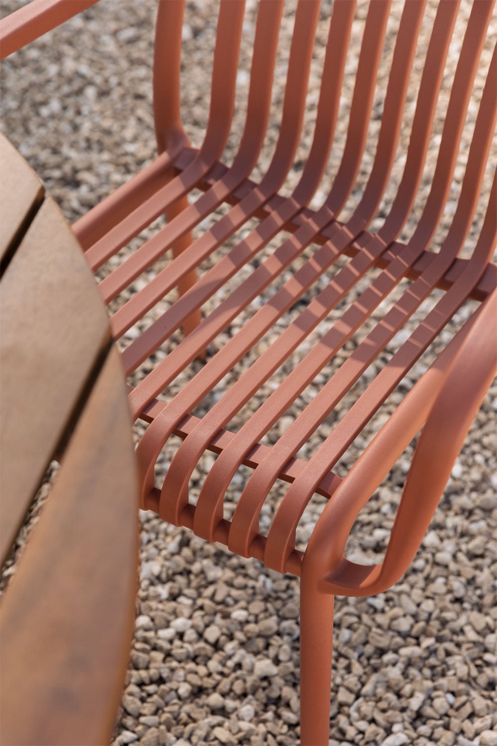 Outdoor chair WENDELL, with armrests, terracotta