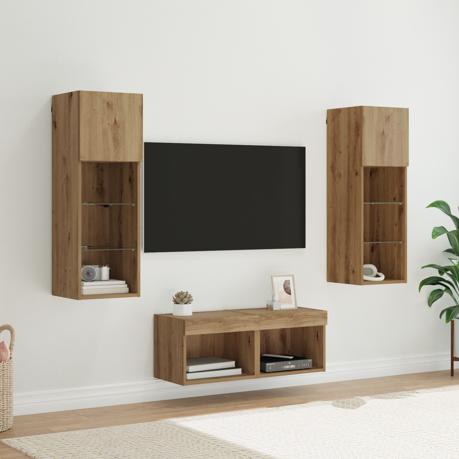 TV sieniniai spintelės 4 pcs Juodas ąžuolas 40 x 30 x 30 cm