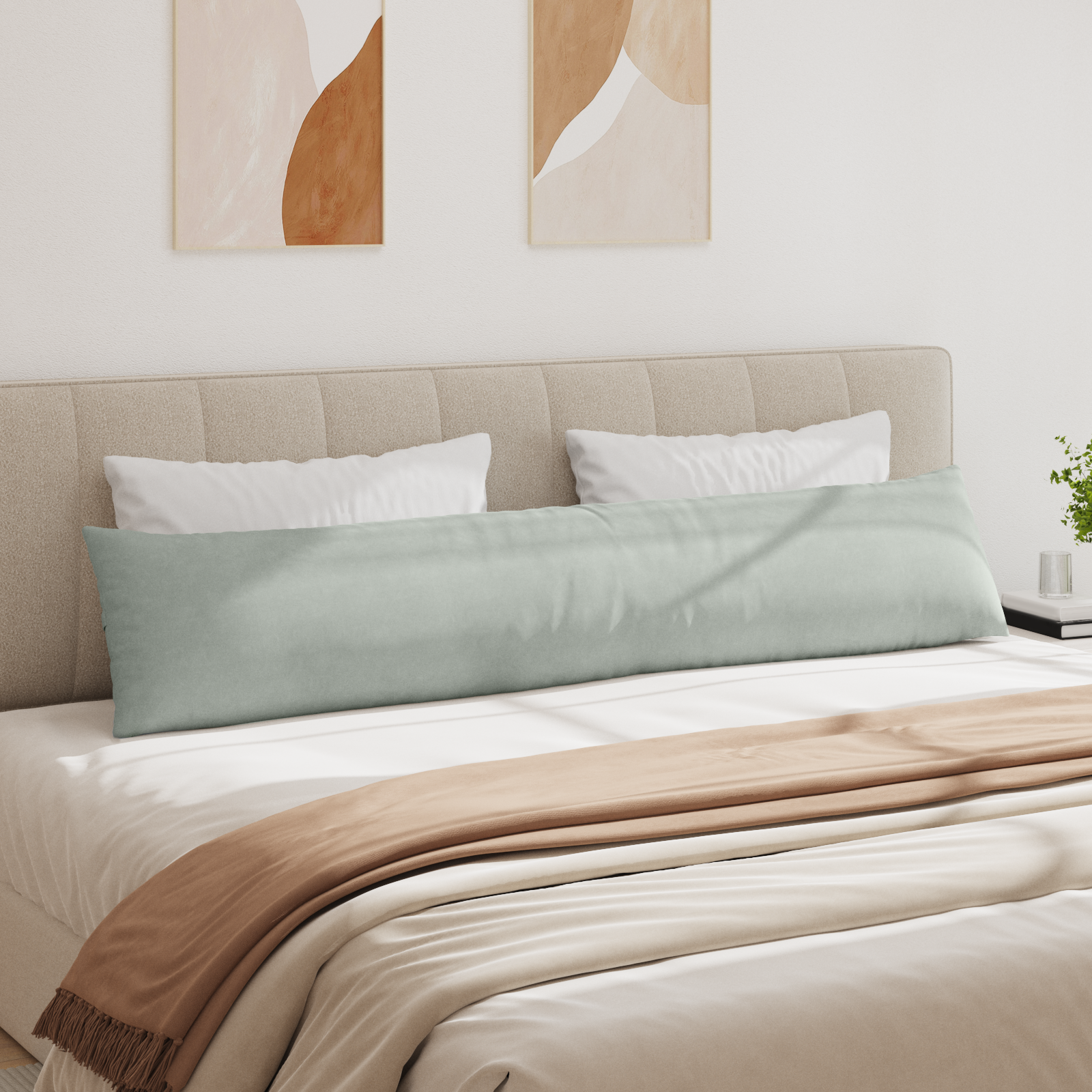 Sofa Pagalvės 2 pcs Šviesiai pilka 200 x 40 cm