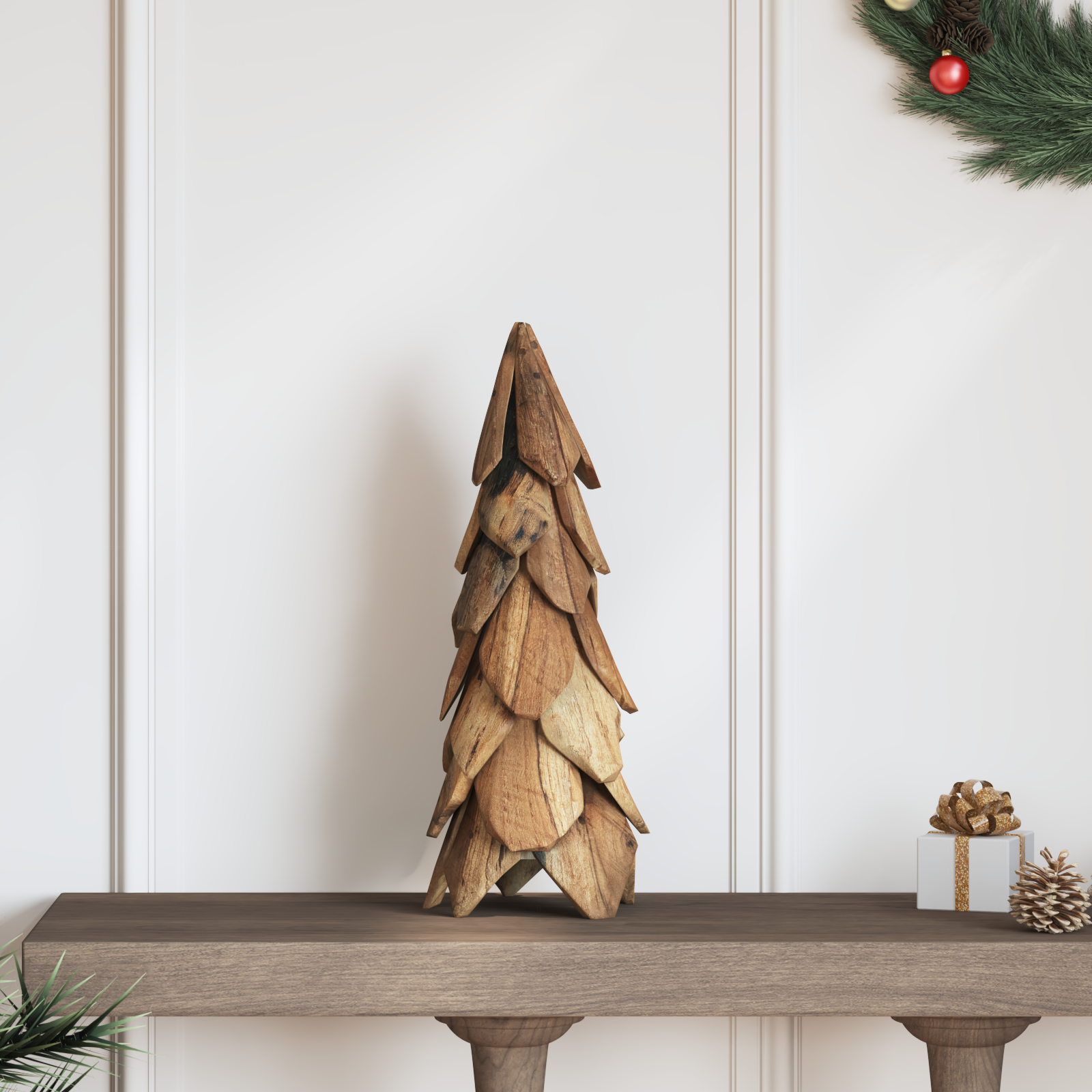 Christmas Tree Stand Brown 50 cm Solid Teak Wood