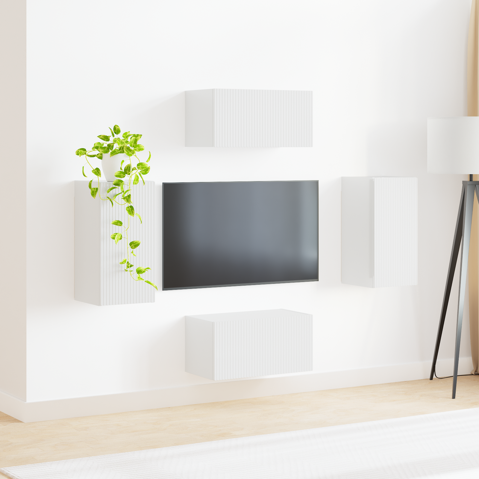 TV spintelių komplektas 4 pcs Aukštai blizganti balta