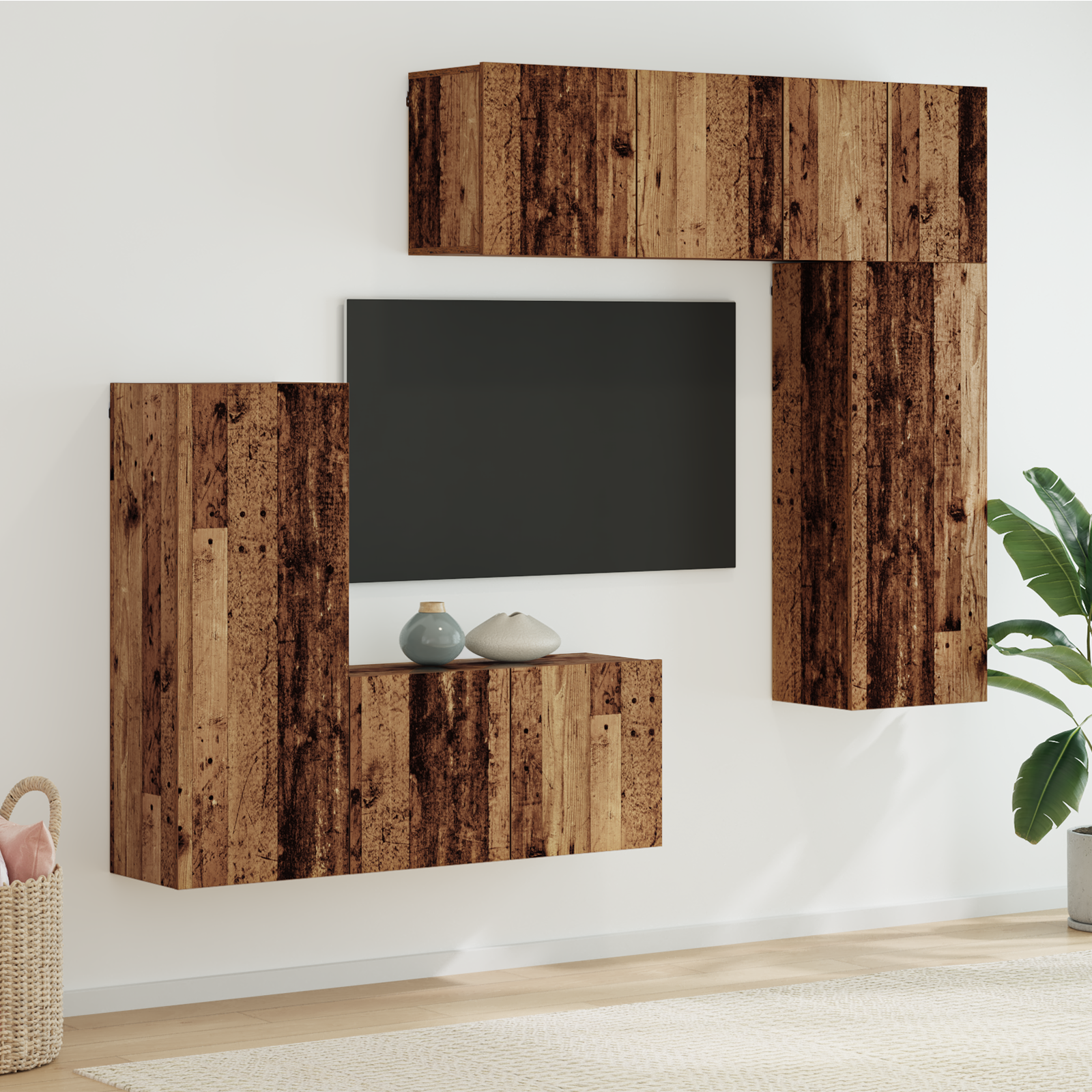 TV wall unit 5 pcs Old Wood