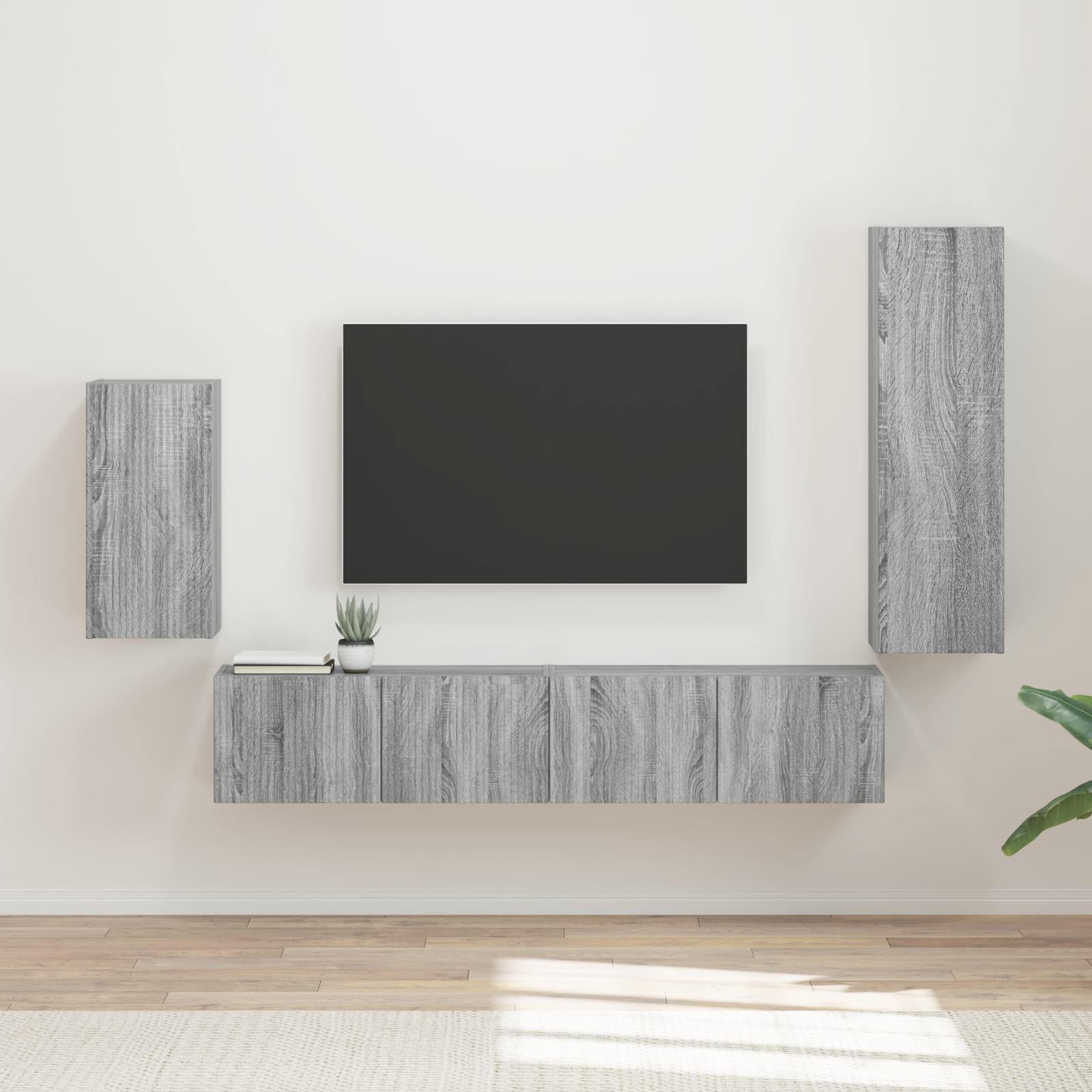 TV spintelių komplektas 3 pcs Pilkas Sonoma Apdirbta mediena