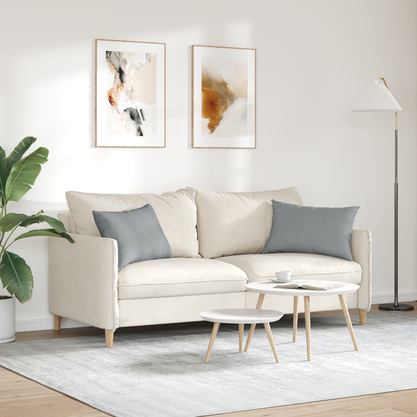 Sofa Pagalvės 2 pcs Šviesiai pilka 60 x 40 cm audinys