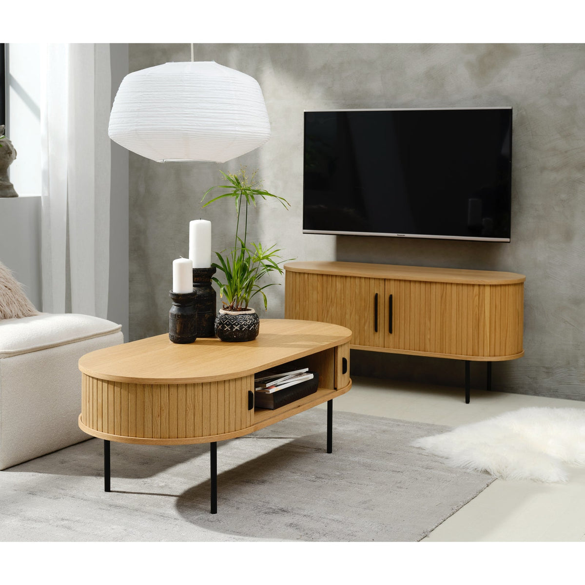 TV spintelė HALDOR, 120 cm, ąžuolas