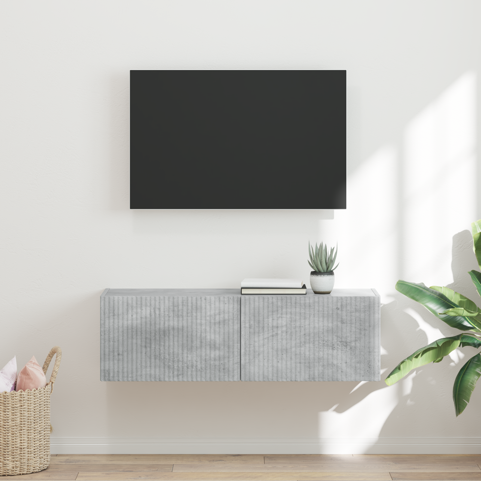 TV sieninė spintelė Betoninė 98 x 31 x 29,5 cm Apdirbta mediena