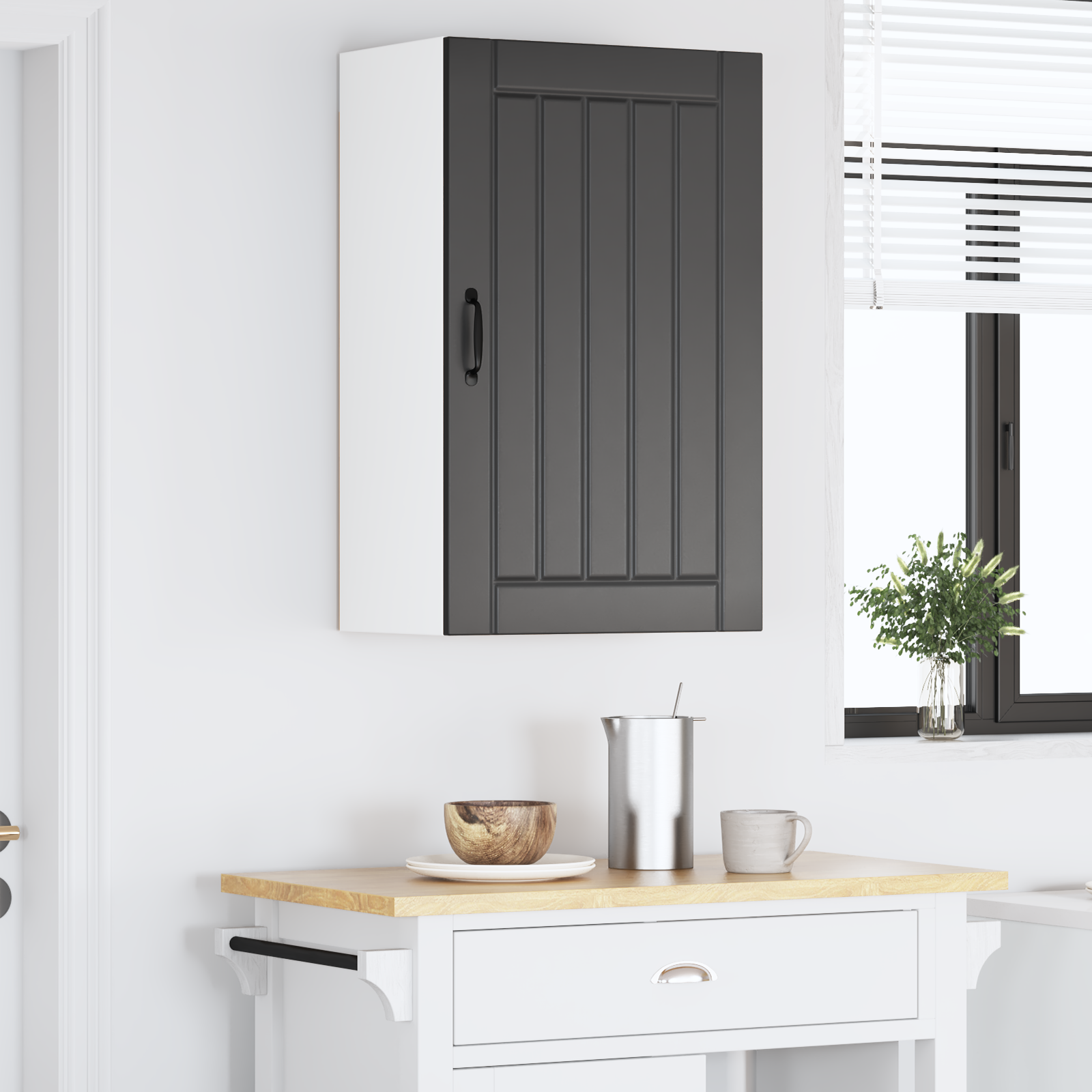 Virtuves sienas skapis ar plauktu melns 50 x 31 x 80 cm