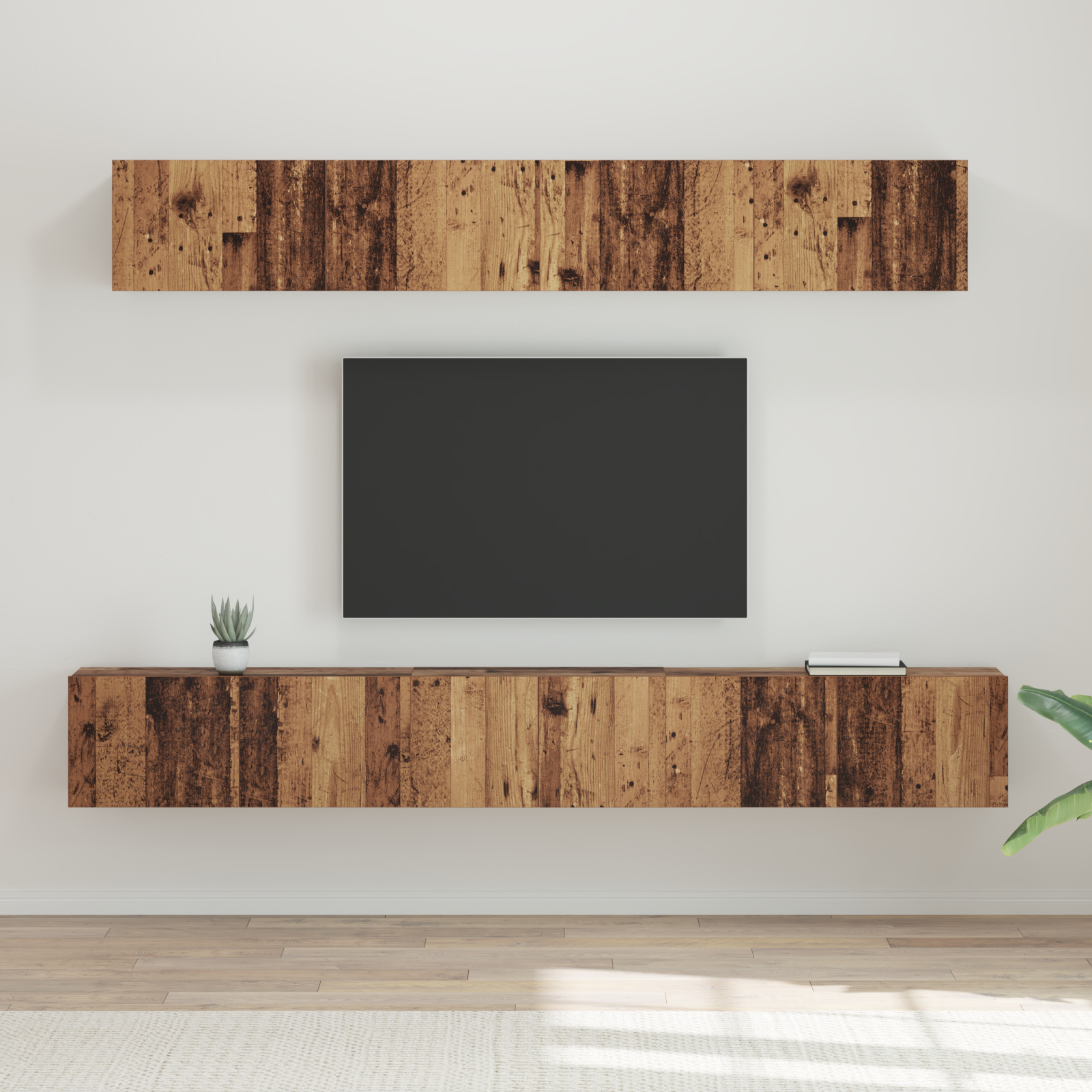 TV spintelės komplektas su lentyna 5 pcs Sena mediena Vidutinė