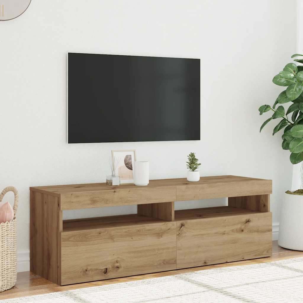 Televizoriaus spintelė su LED, artisano, 120x35x40cm, mediena