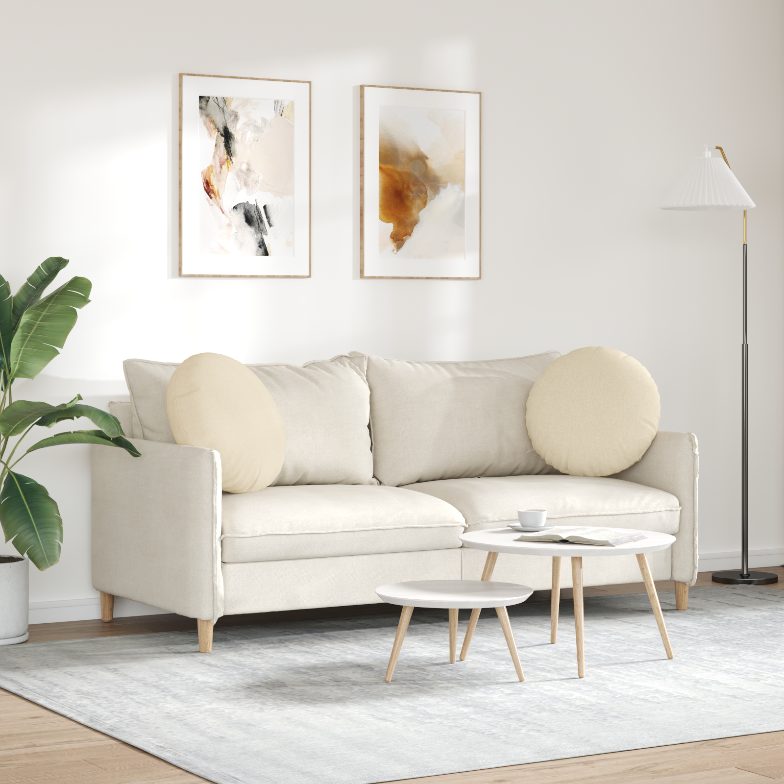 Sēdekļa spilveni 2 gab. Krēmkrāsa Ø50 x 19 cm audums