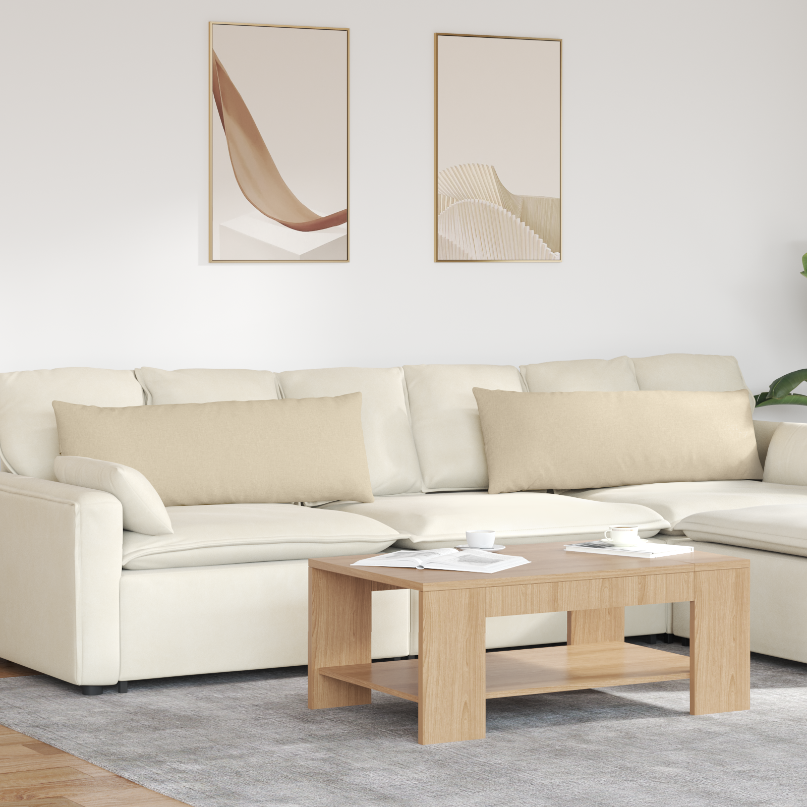Dīvāna Spilveni 2 gab Krēmkrāsas 120 x 40 cm audums