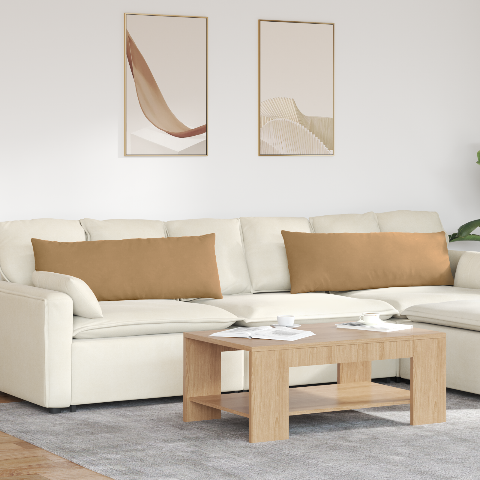 Dīvāna spilveni 2 gab Brūni 120 x 40 cm Korduroja audums