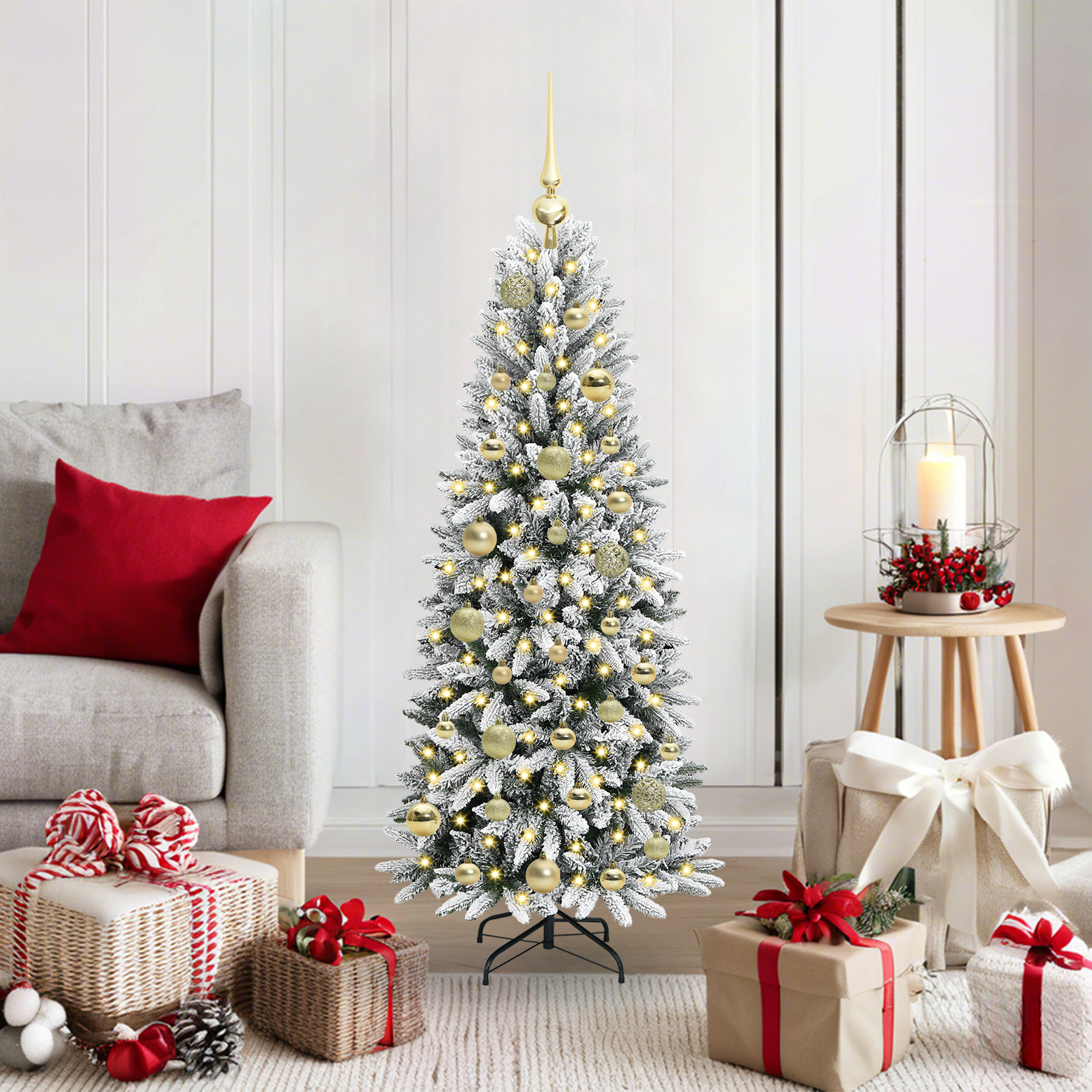 Dirbtinė Kalėdų eglutė FROST BOREAL, su 150 LED stovu Balta 120 cm.