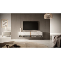 TV staliukas MIRRGO, balto marmuro, 140 cm