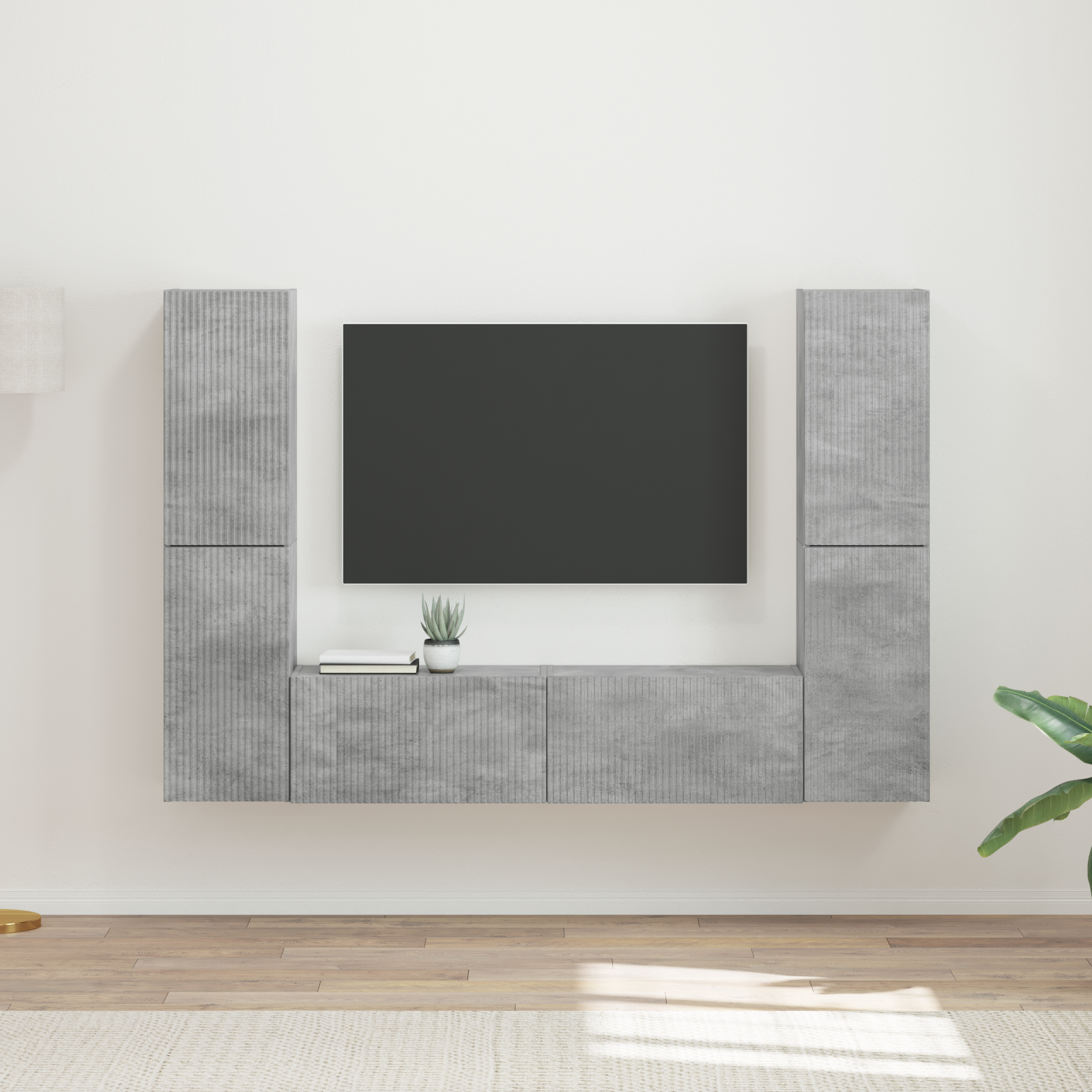 TV spintelių komplektas 6 pcs Betono pilka Apdirbta mediena