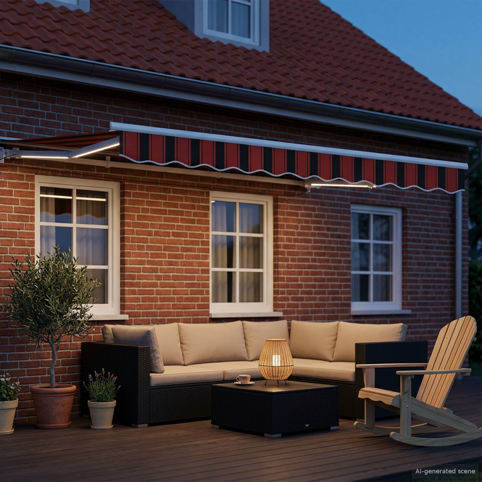 Rankinis markizės rėmas su LED Oranžinė, Juoda, Balta 3,5 x 2 m